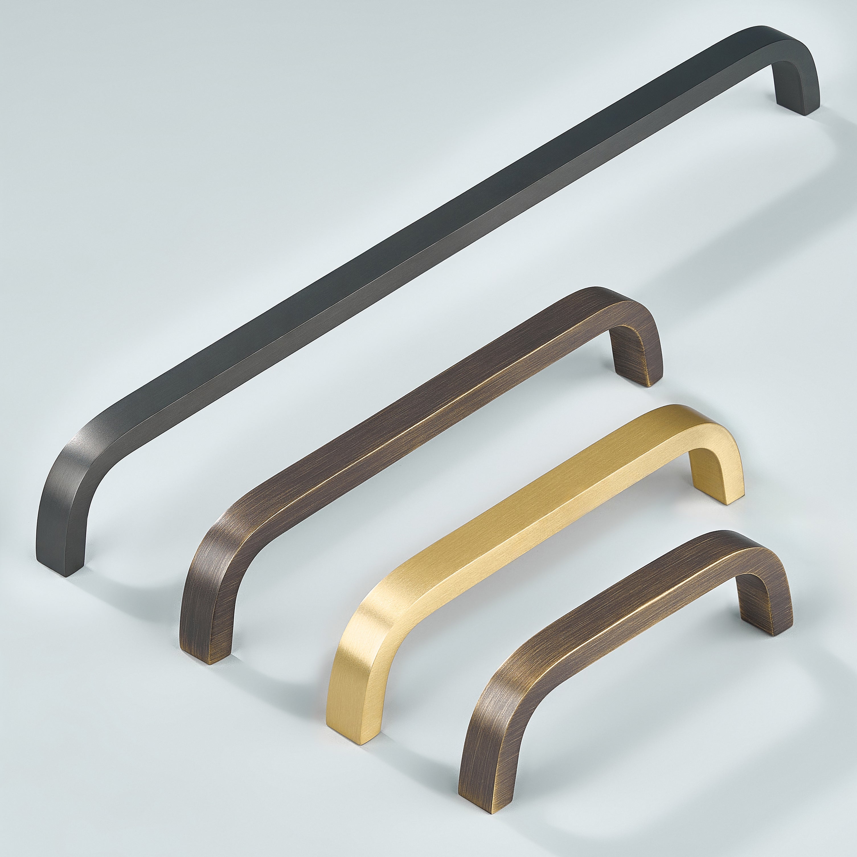 Curve Cabinet Handle in gunmetal, antique bronze and gold in various sizes