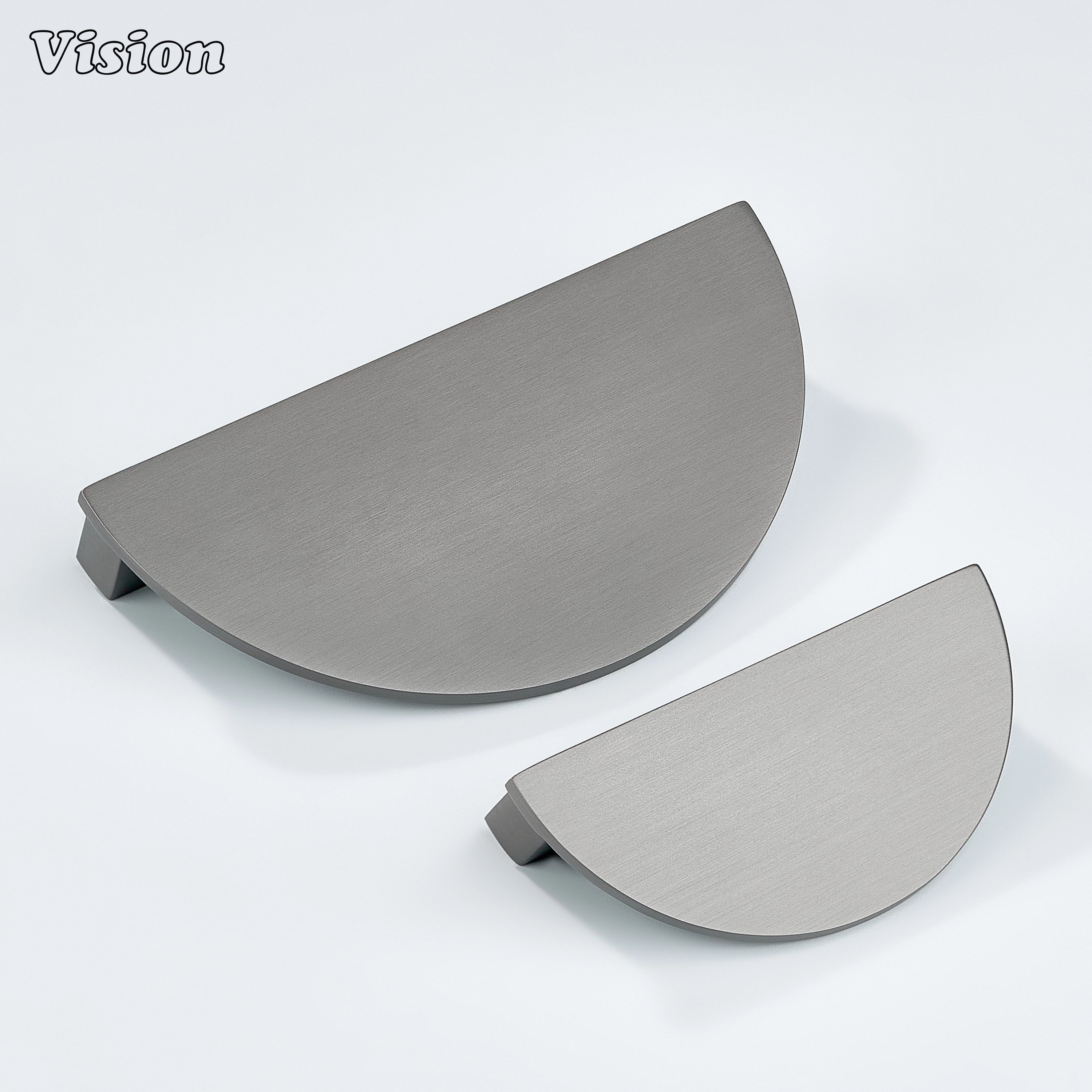 Gunmetal solid brass half round cabinet handle in plain modern profile