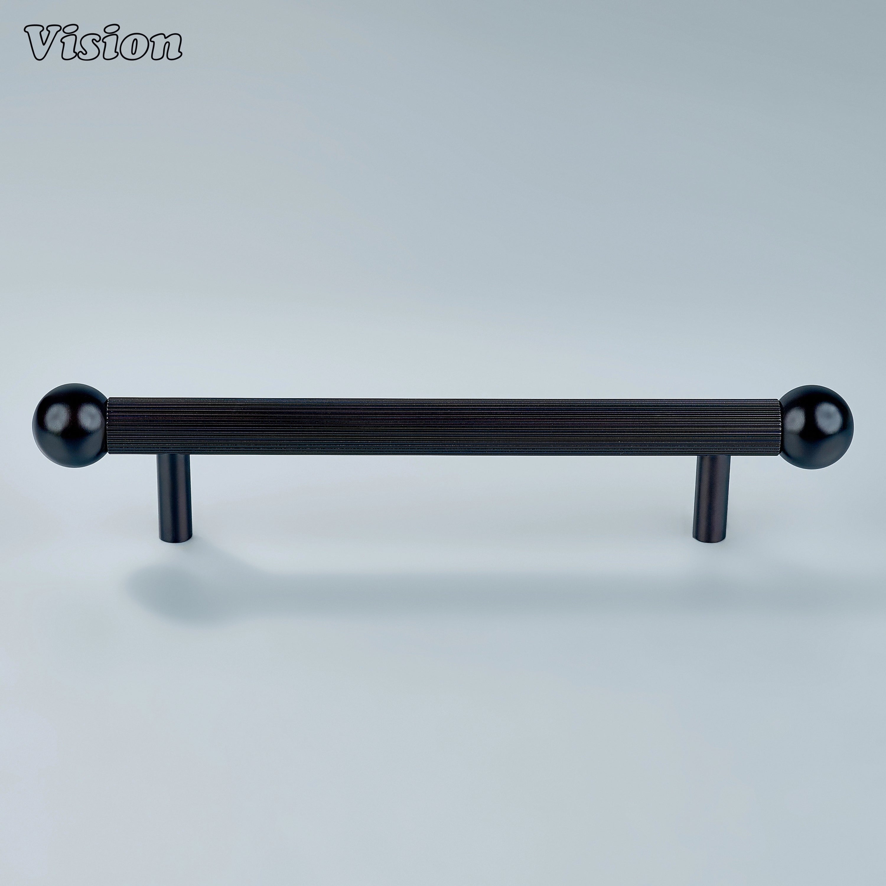 Knurled brass handle in Oil Rubbed Bronze with sphere tips ideal for wardrobe doors.