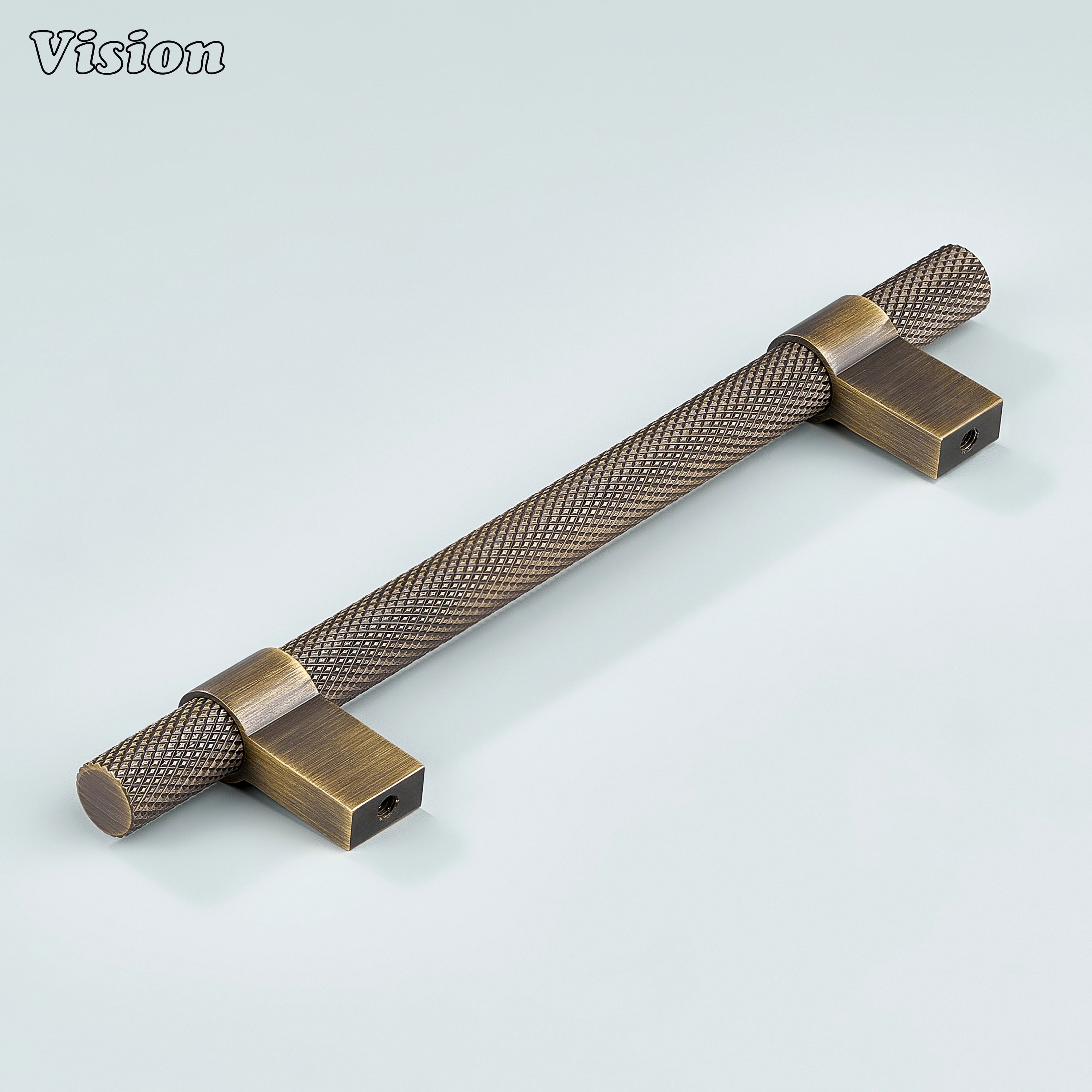 Knurled Celestia handle in antique bronze finish perfect for wardrobe and dresser drawers.