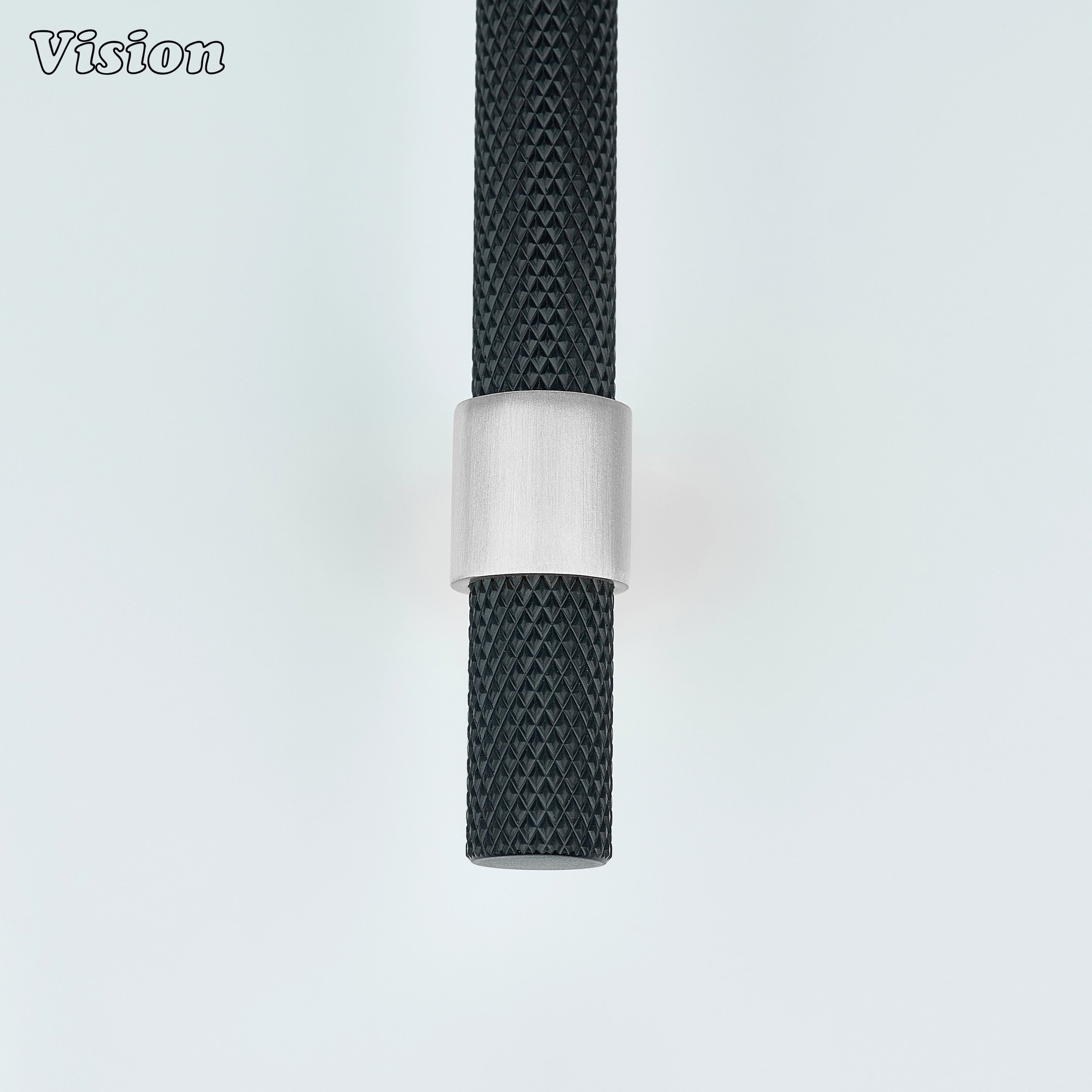 Modern Black and Silver knurled cabinet handle with cylindrical bar for cabinets