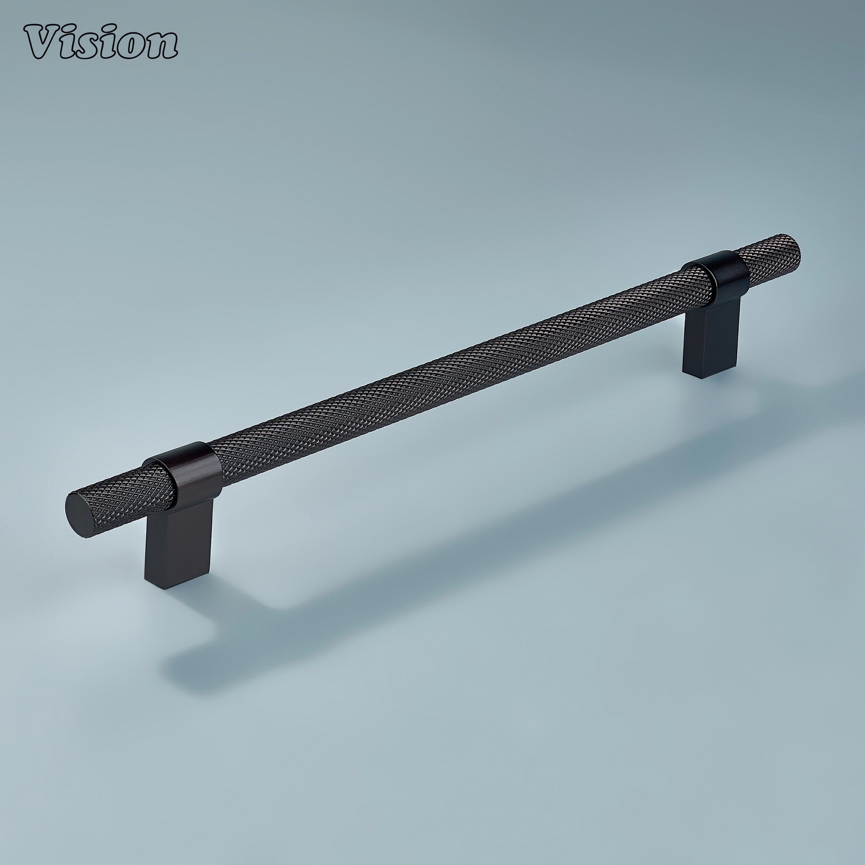 Celestia oil rubbed bronze handle with patterned texture for interior cabinets.