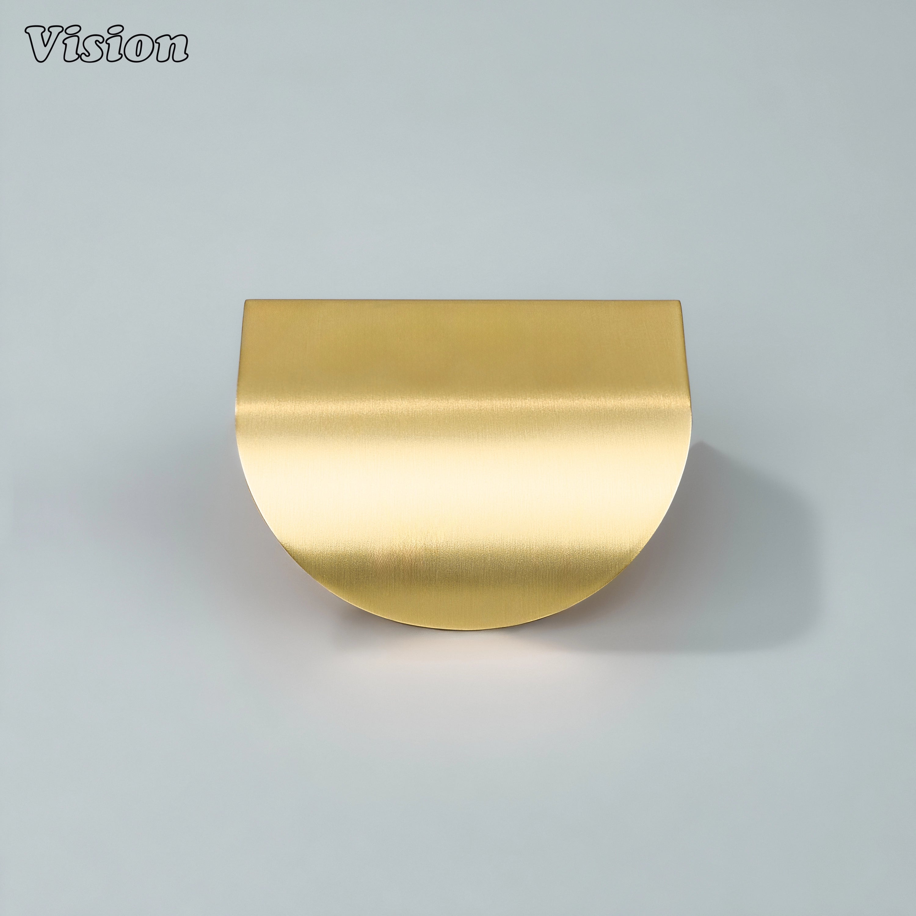 Plain curved cabinet handle in Gold finish with sleek round edge detail, suitable for drawers and furniture storage