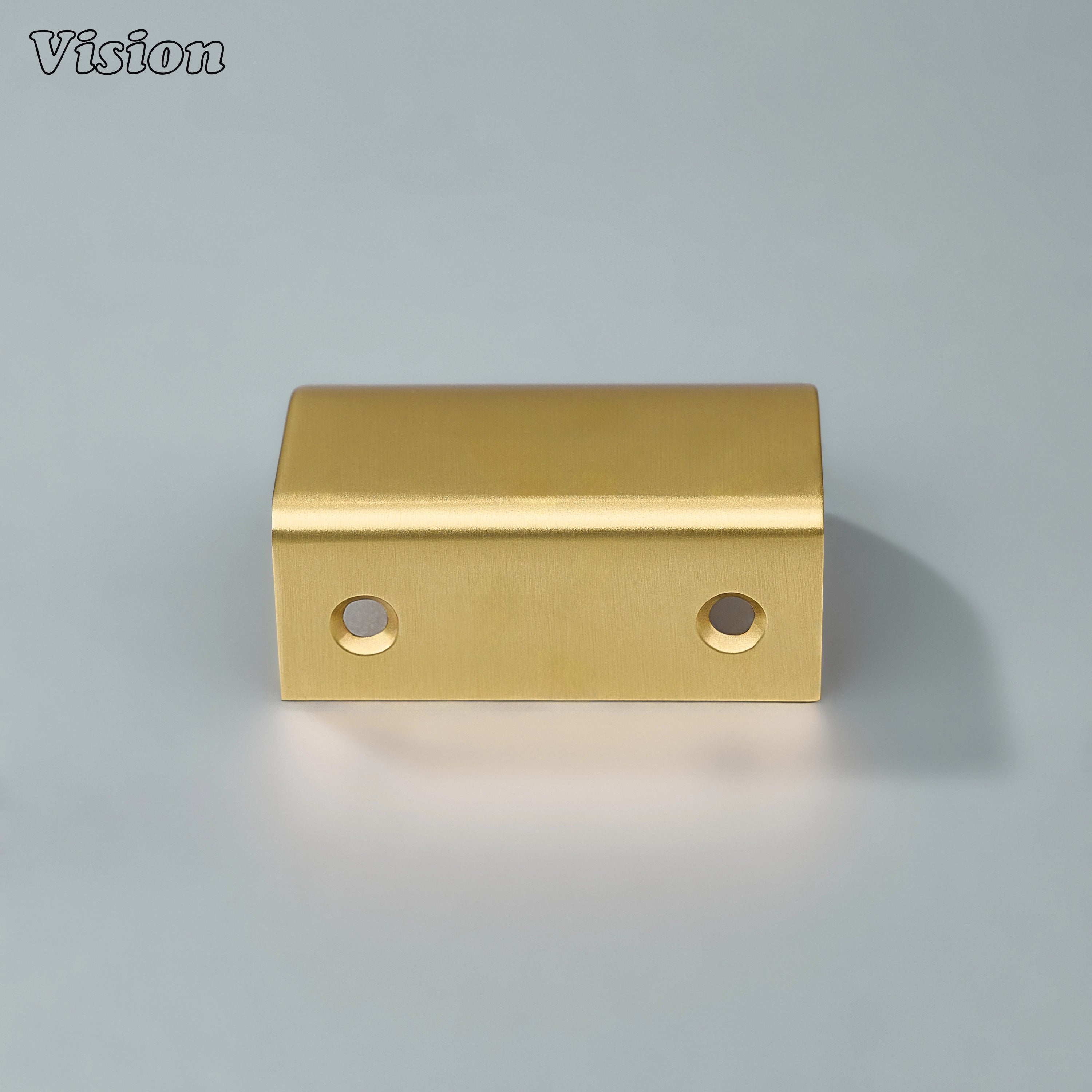 Solid brass cabinet handle in Gold finish with plain curved profile and smooth edges for wardrobes