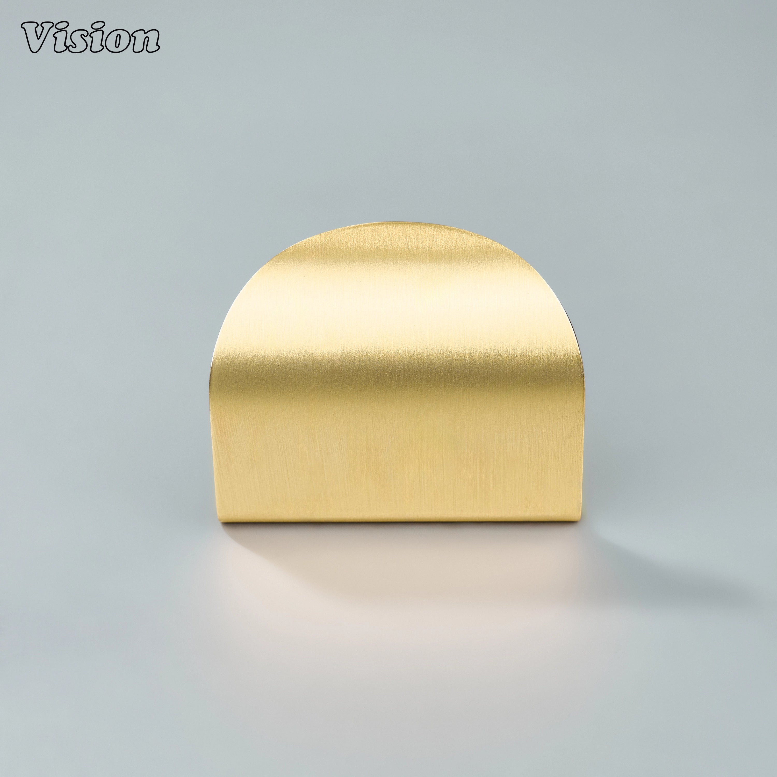 Gold finish plain curve cabinet handle with rounded edge surface, designed for modern cabinet doors