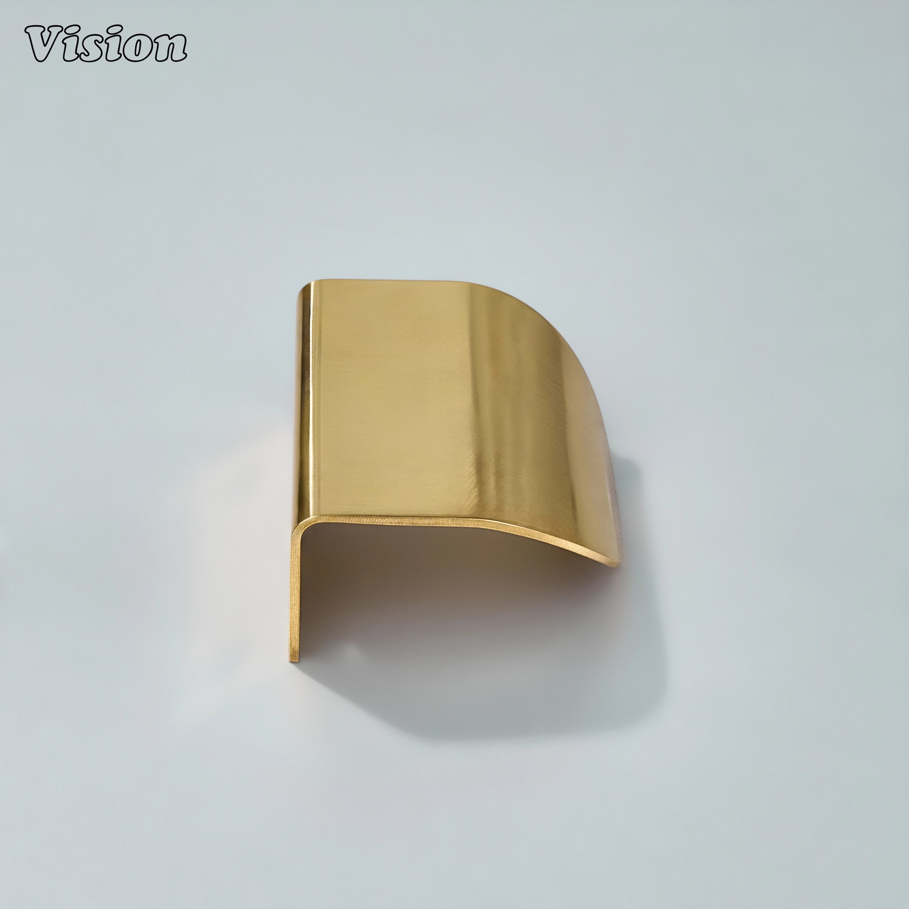 Polished Brass Unlacquered cabinet handle featuring a smooth plain curved body and round edges for furniture