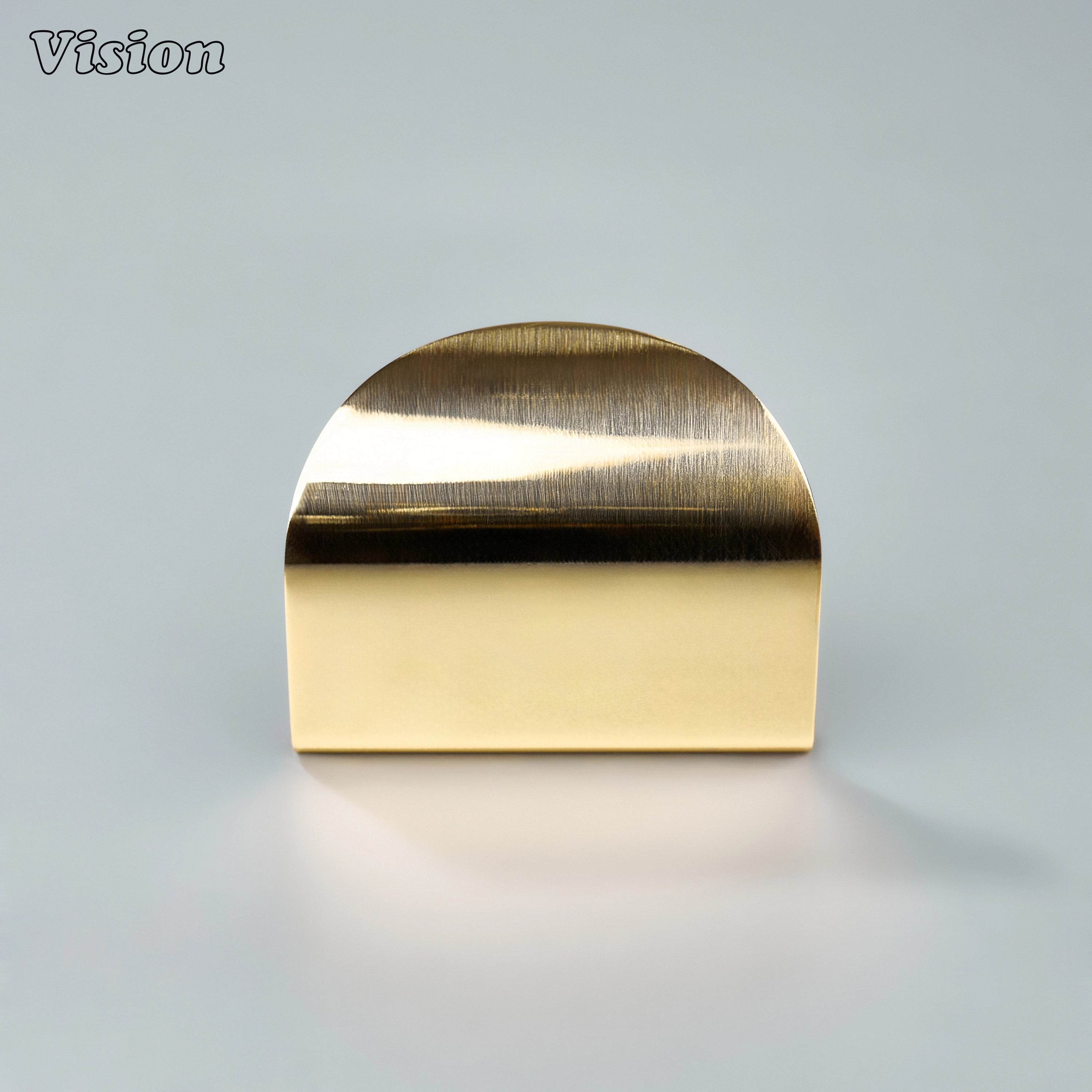 Plain curved cabinet handle in Polished Brass Unlacquered finish with sleek round edge detail for cabinet doors