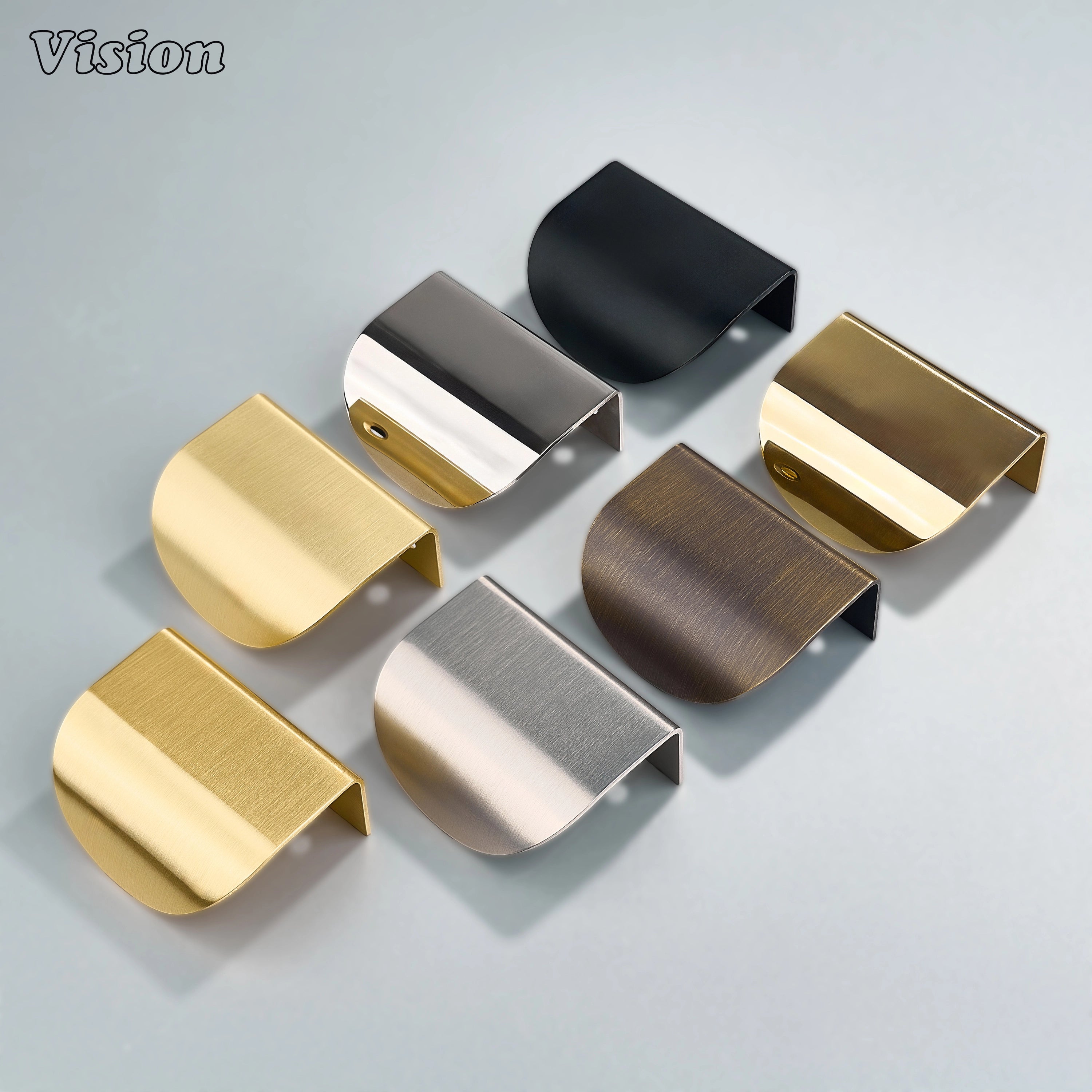 Plain curve cabinet handle in Polished Nickel finish with rounded edge form for drawers and wardrobes