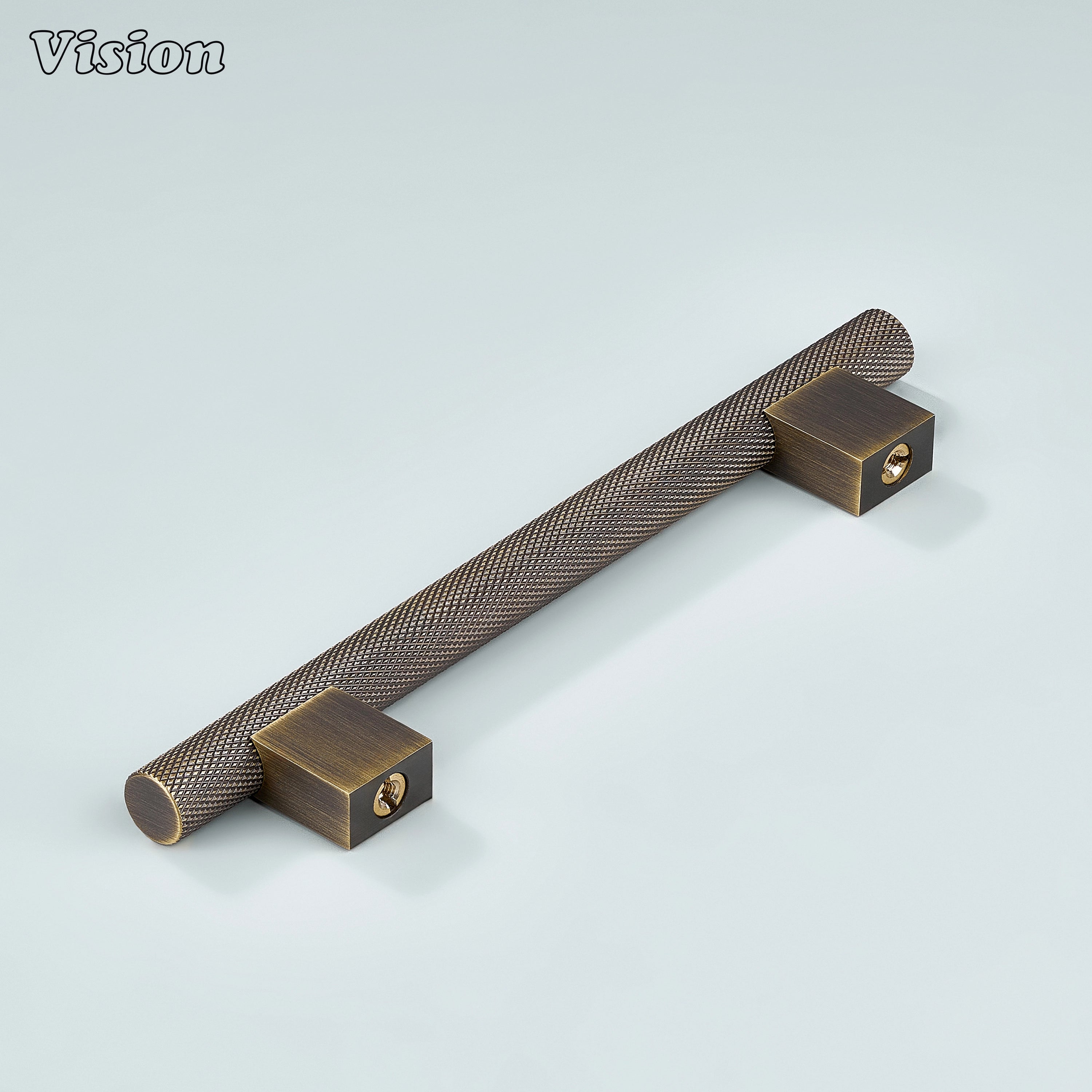 Textured knurled cabinet handle in Antique Bronze finish for storage units