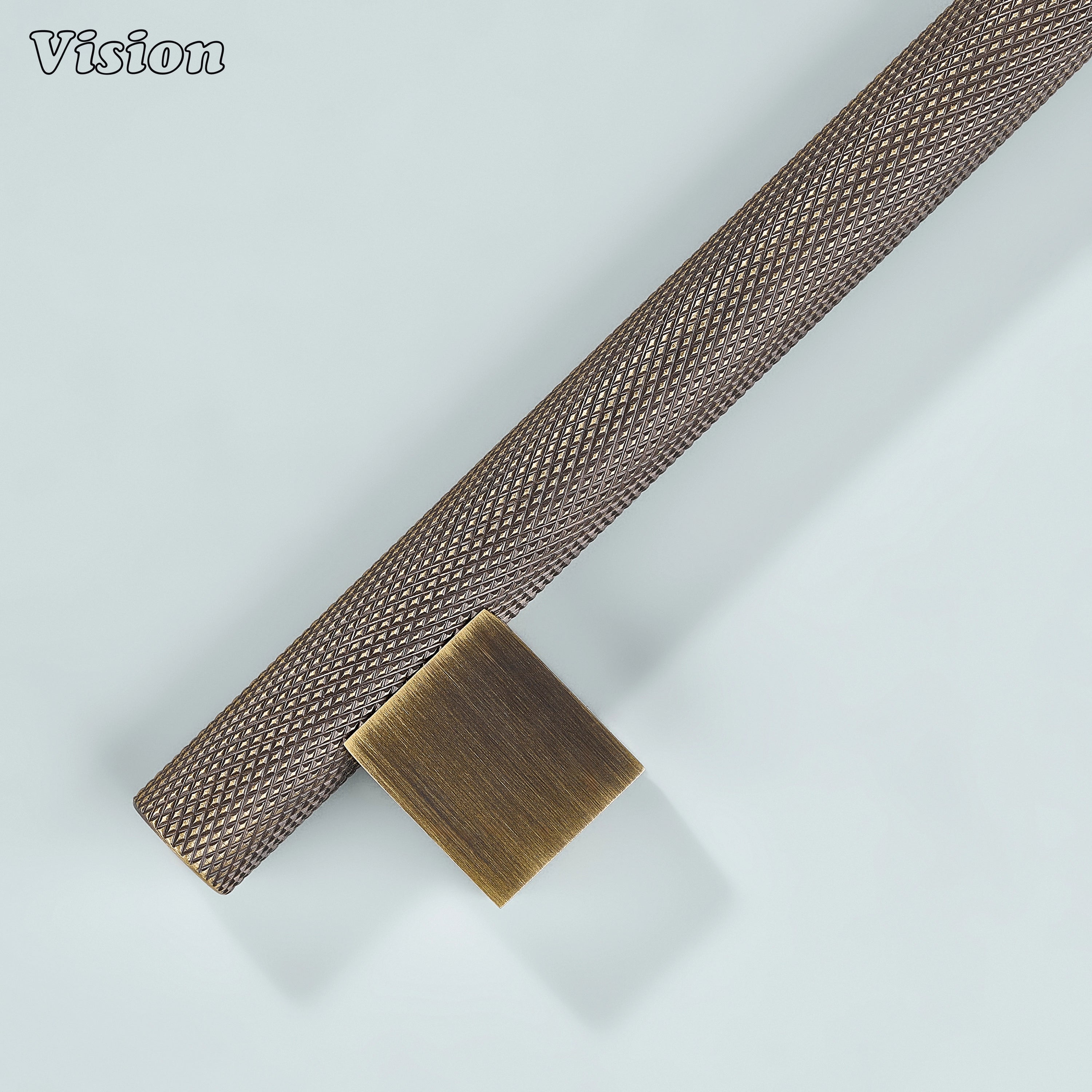 Antique Bronze knurled brass handle mounted on cabinet doors
