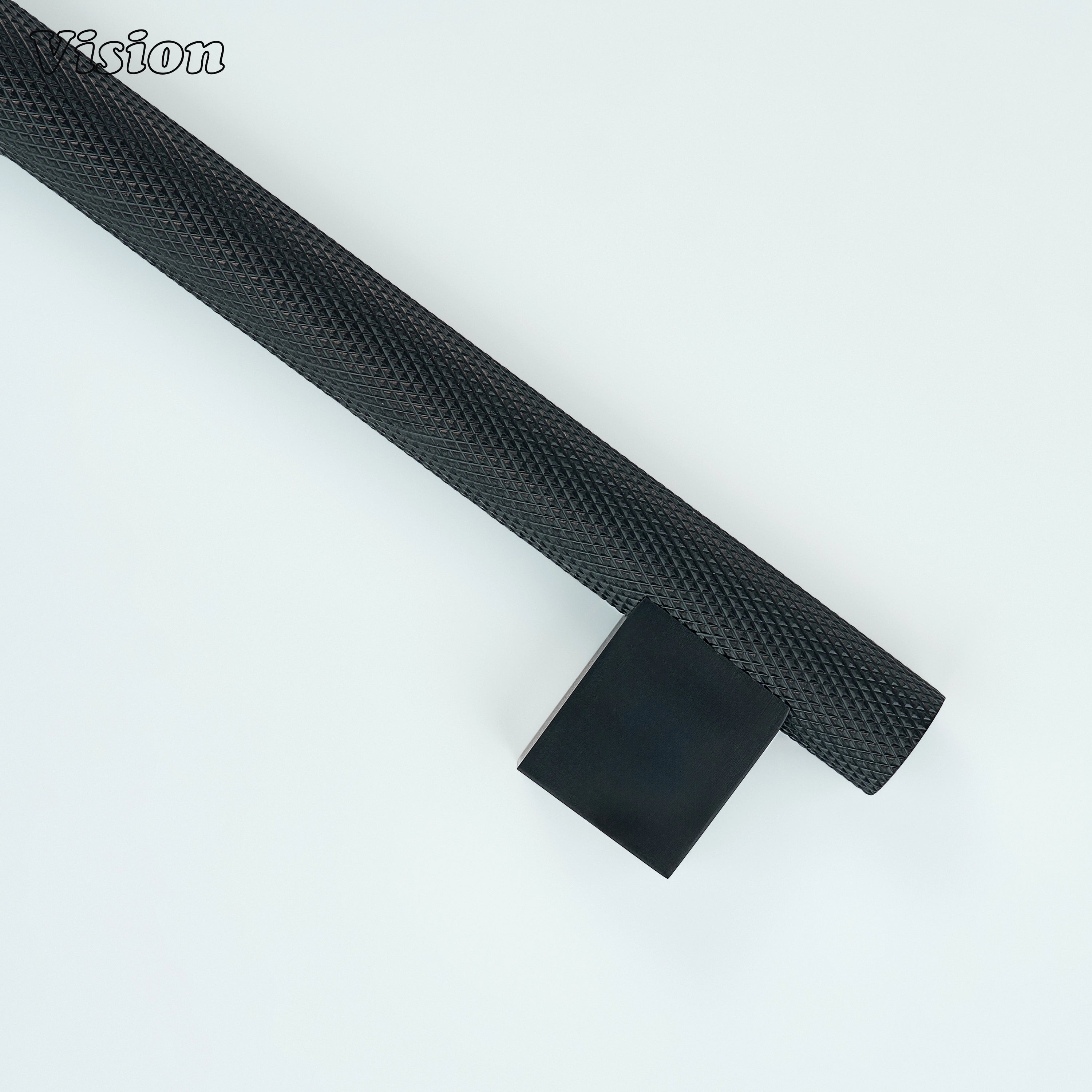 Black cabinet handle with square legs used on furniture storage