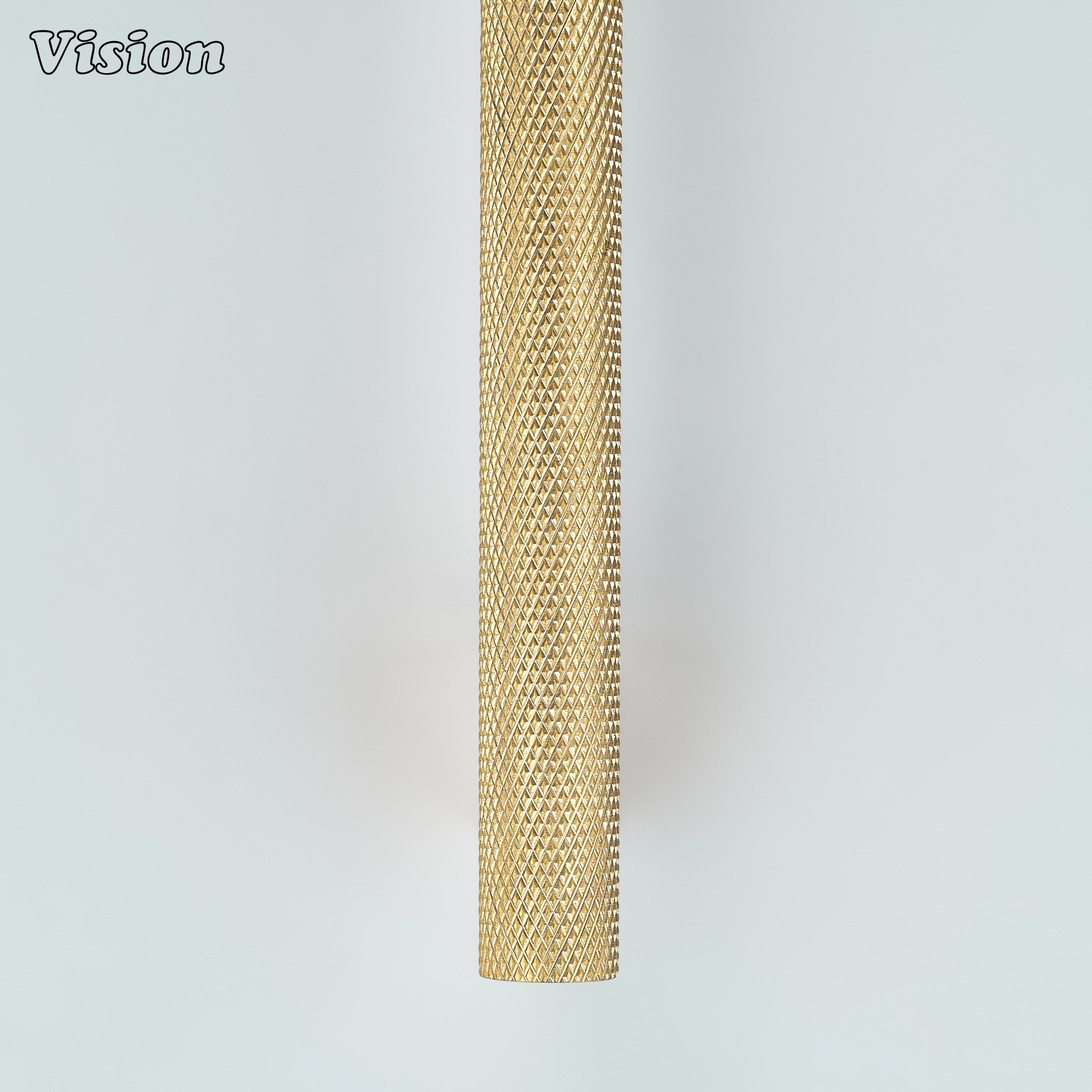 Knurled brass cabinet handle in Gold finish for contemporary cabinetry