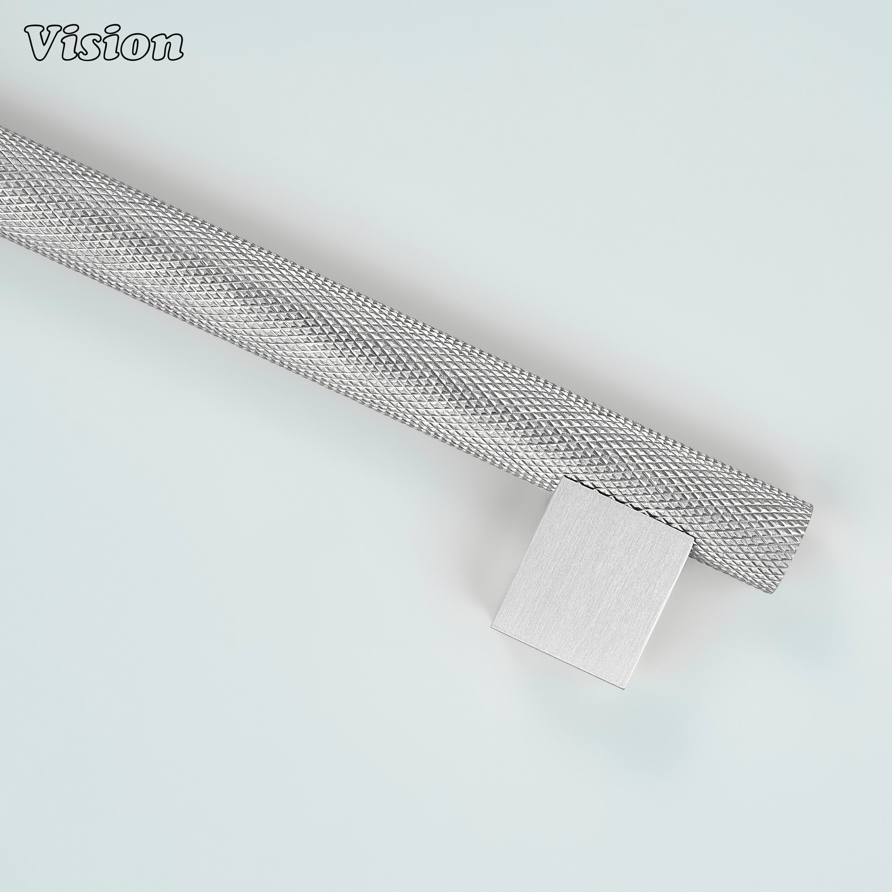 Textured knurled cabinet handle in Silver finish for cabinetry