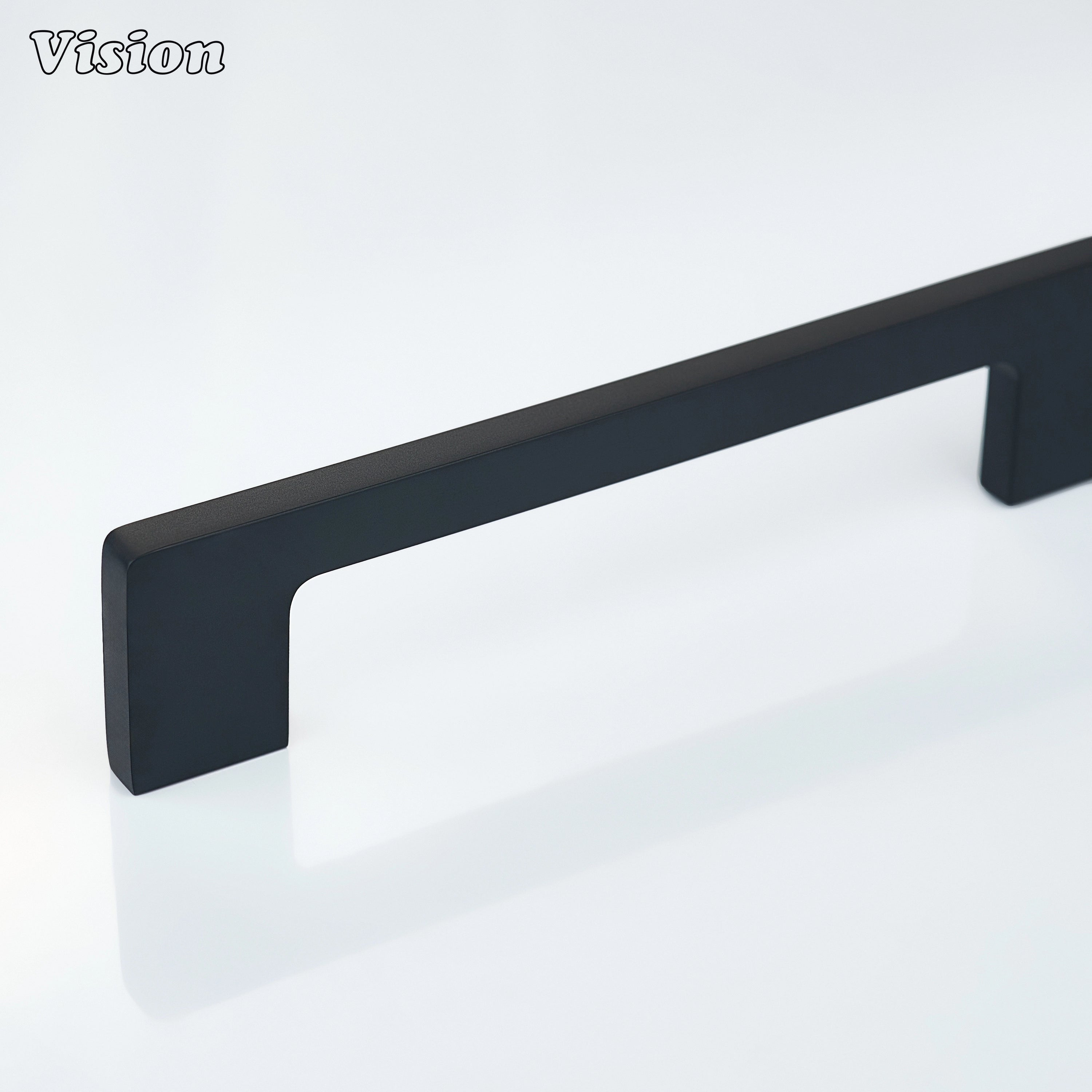 Black cabinet handle with plain slim bar profile for kitchen cabinets