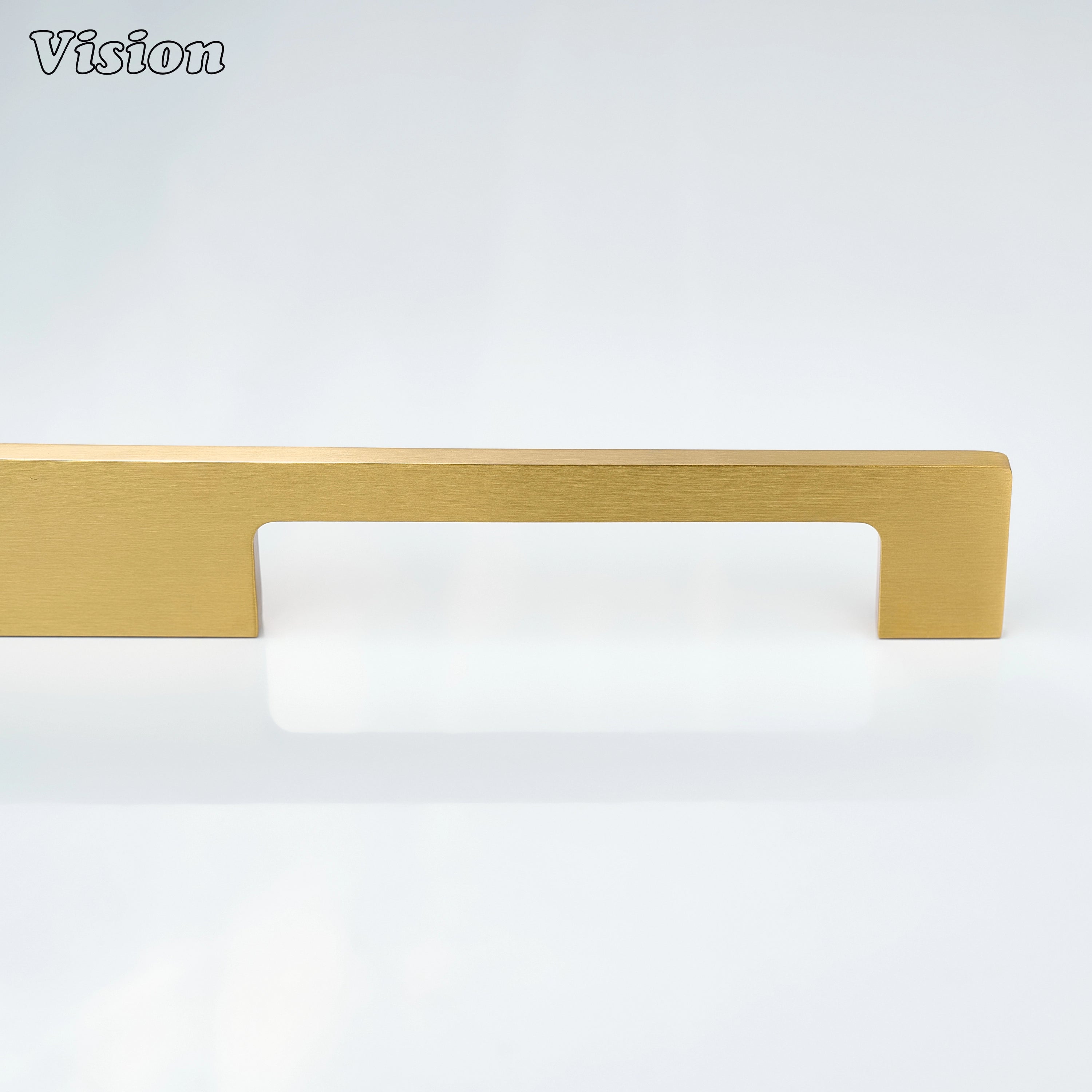 Gold slim cabinet handle with angular cut-out profile for wardrobe furniture