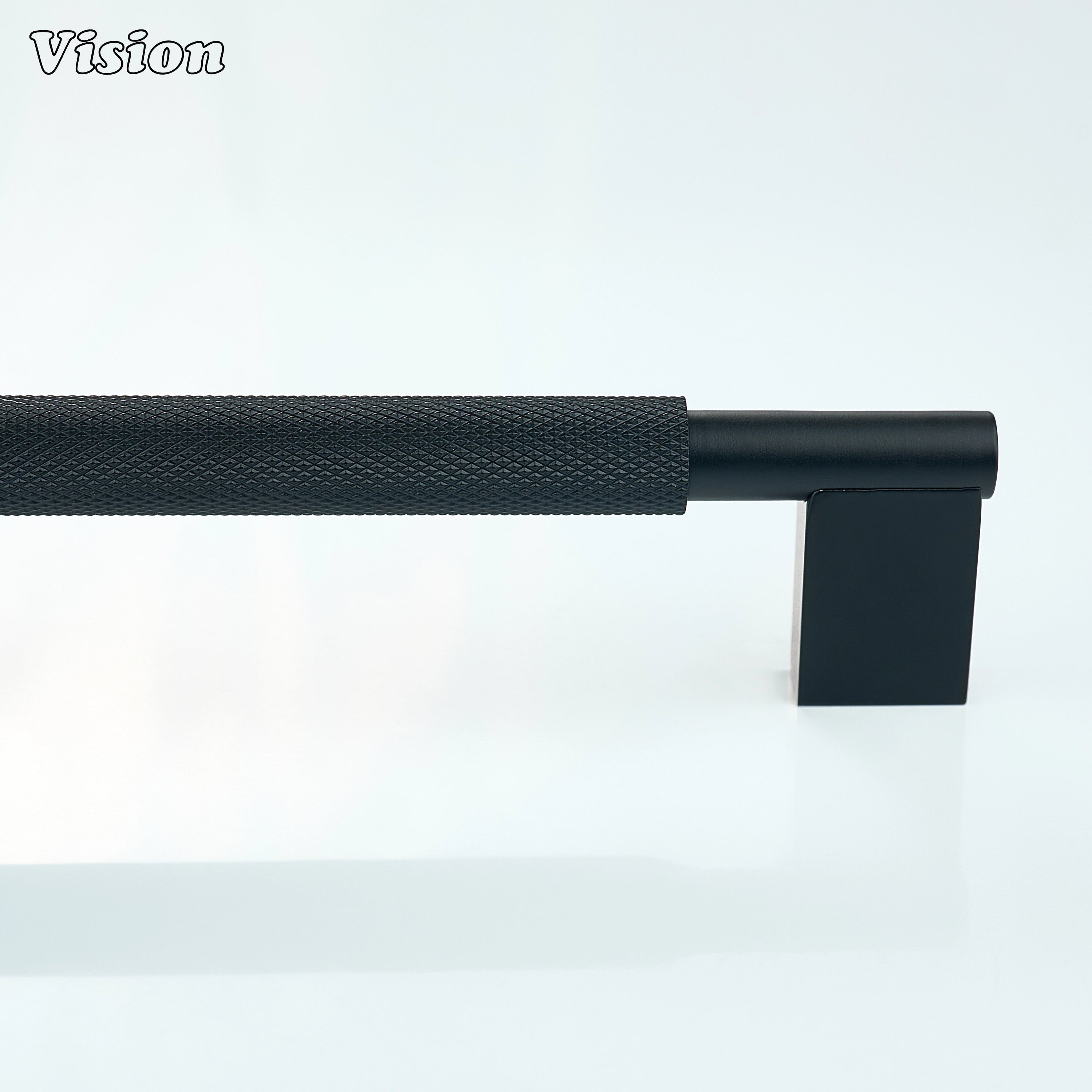Black textured bar handle for cabinets, drawers, and furniture