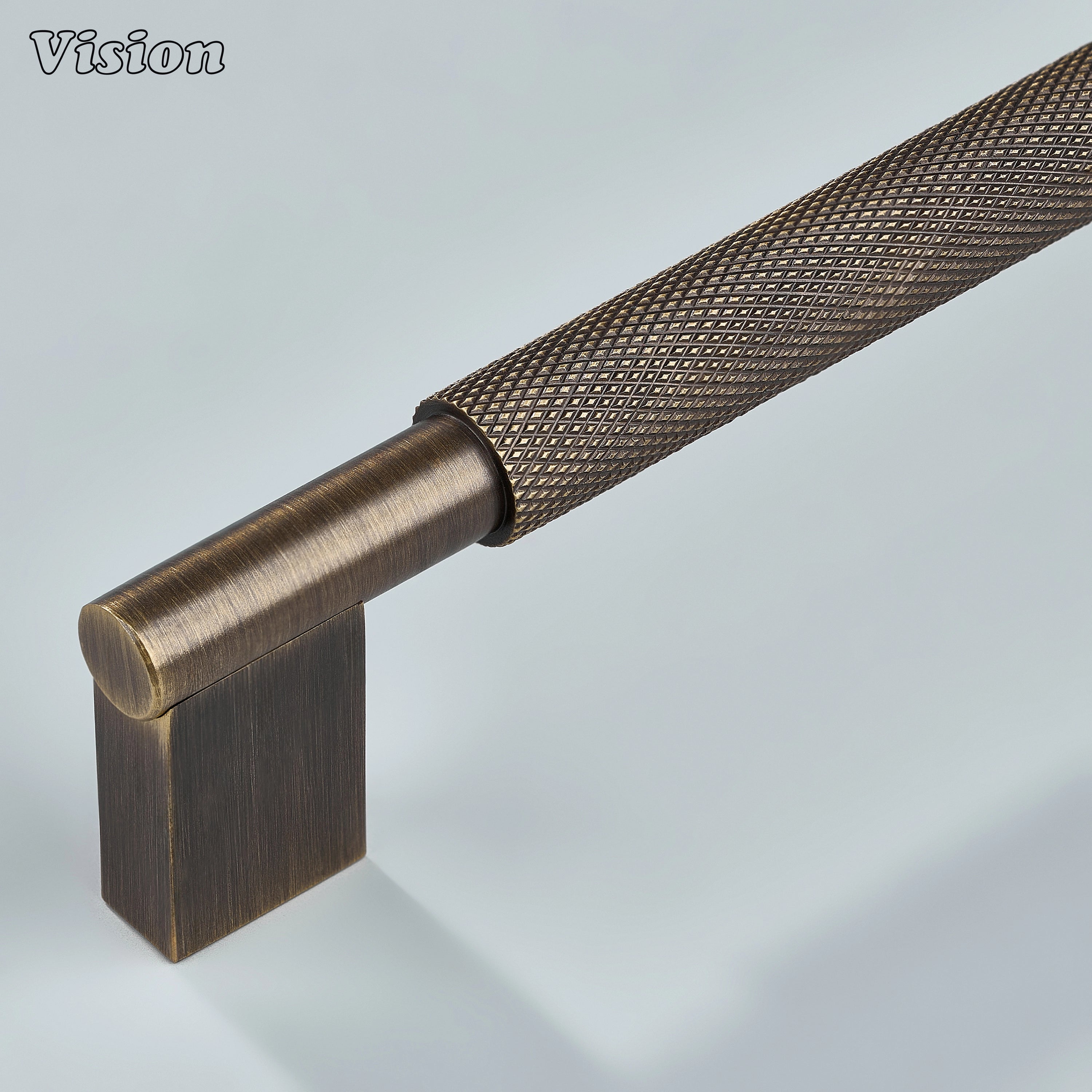 Kronos Knurled Brass Cabinet Handle - Antique Bronze