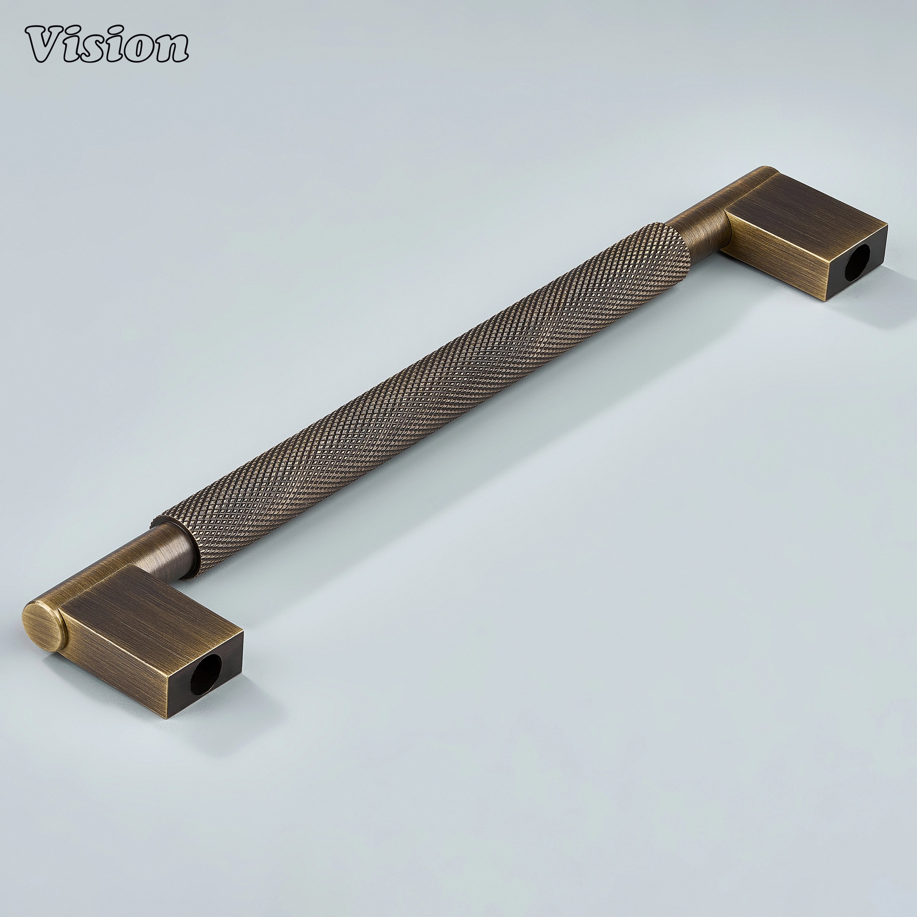 Kronos Knurled Brass Cabinet Handle - Antique Bronze