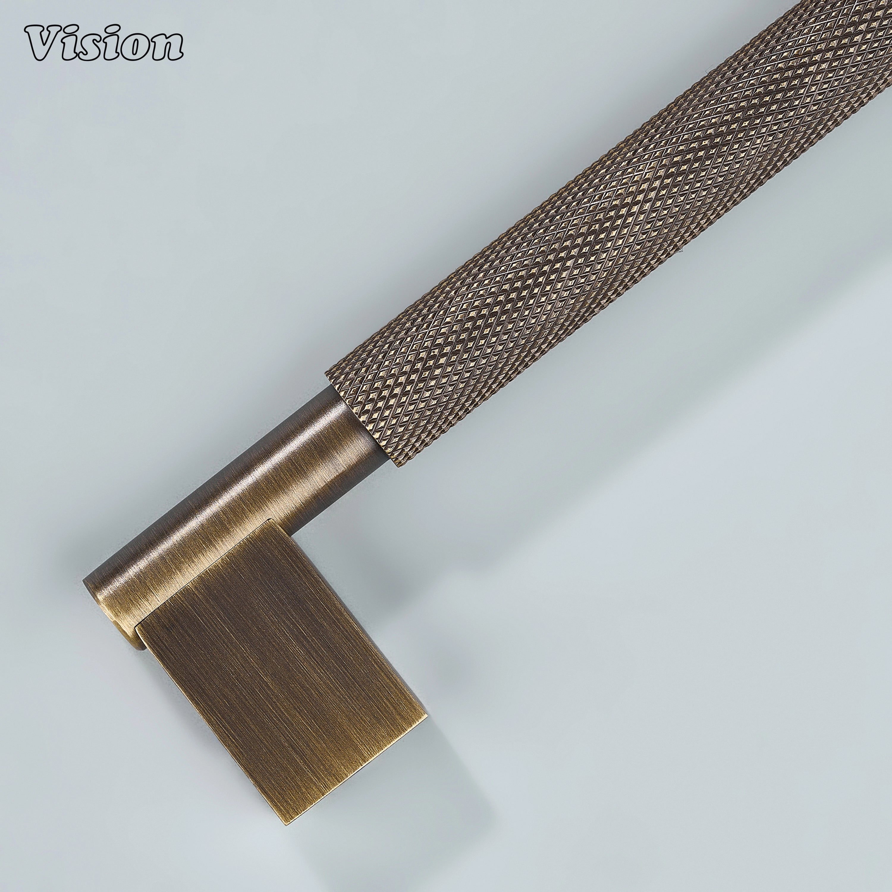 Kronos Knurled Brass Cabinet Handle - Antique Bronze