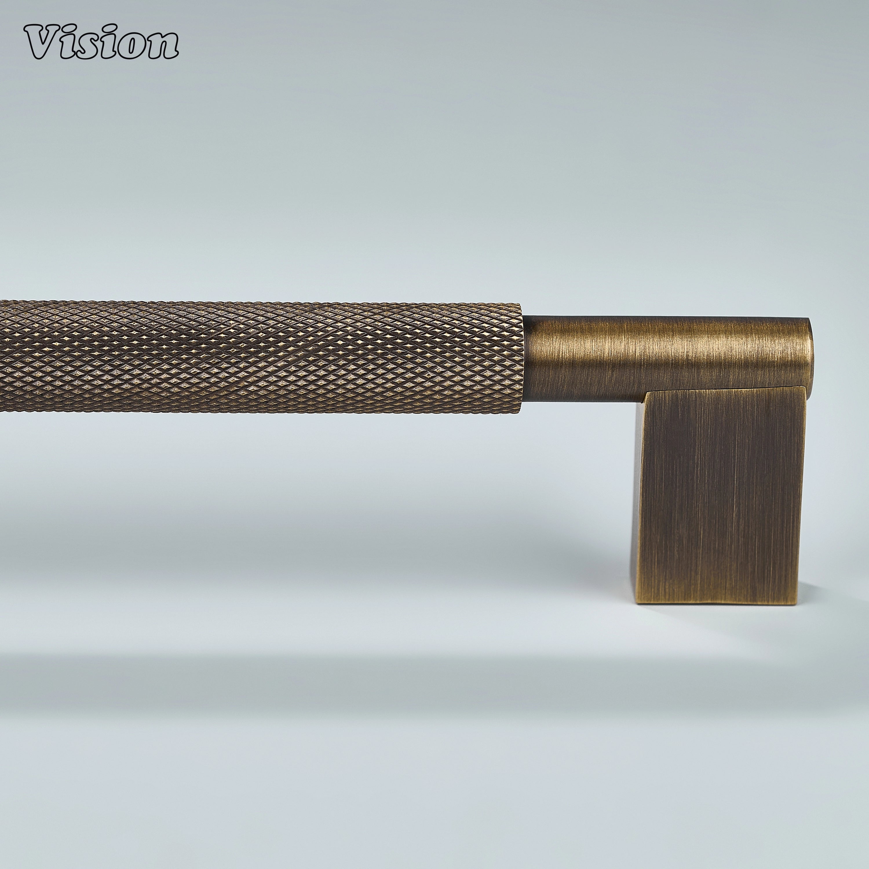 Kronos Knurled Brass Cabinet Handle - Antique Bronze