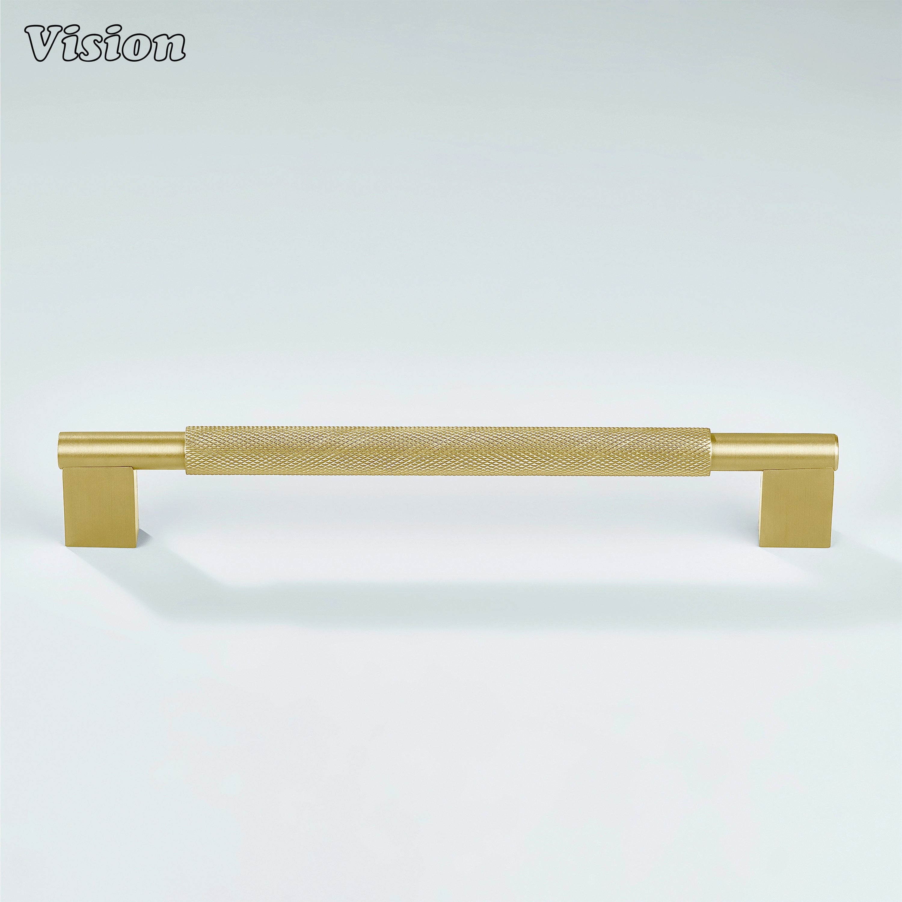 Gold knurled brass Kronos handle used for wardrobe doors