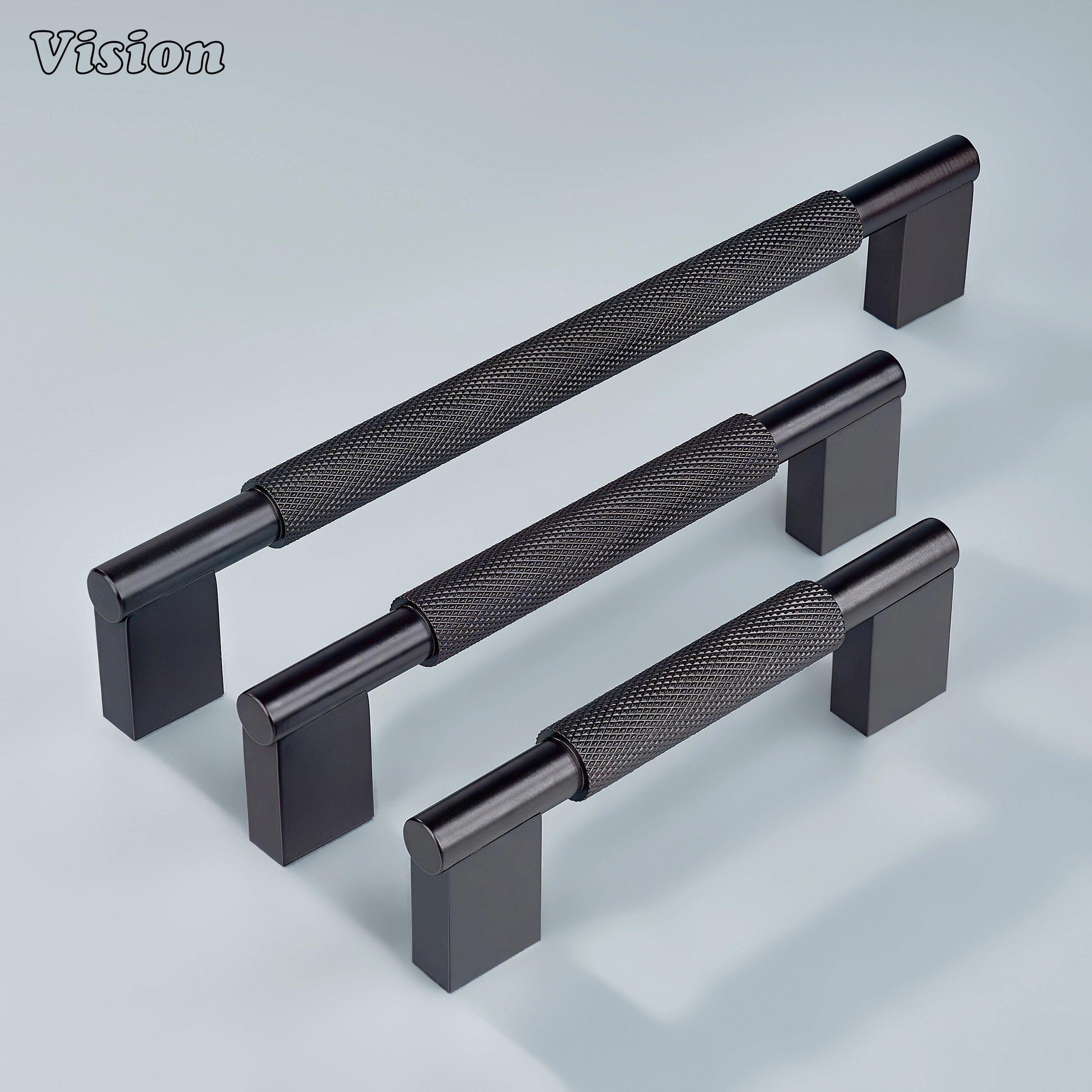 Oil Rubbed Bronze Kronos knurled bar pull showing textured detail