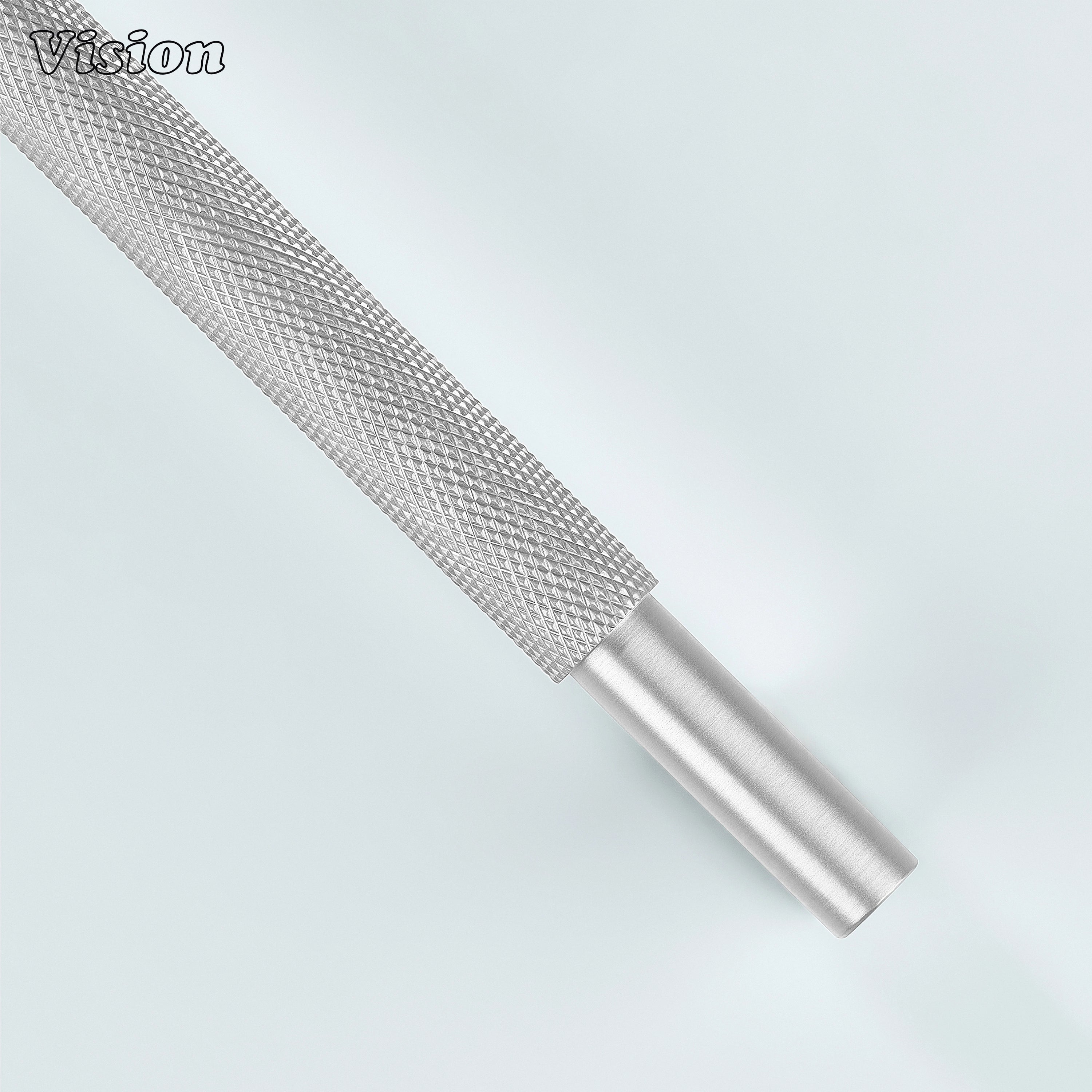 Vision Silver knurled cabinet handle with tactile textured grip