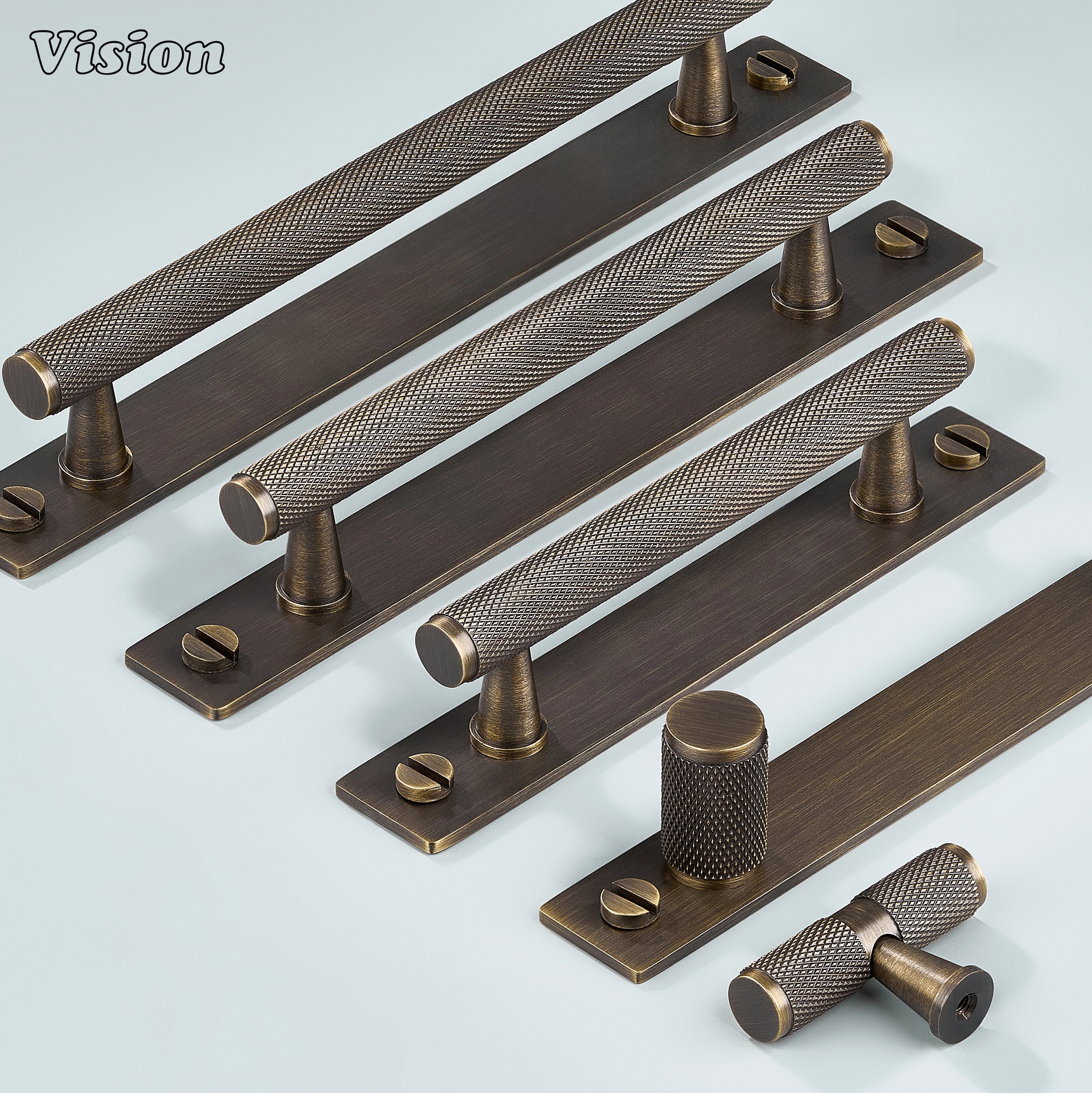 Cabinet handle Antique Bronze with knurled texture for wardrobes