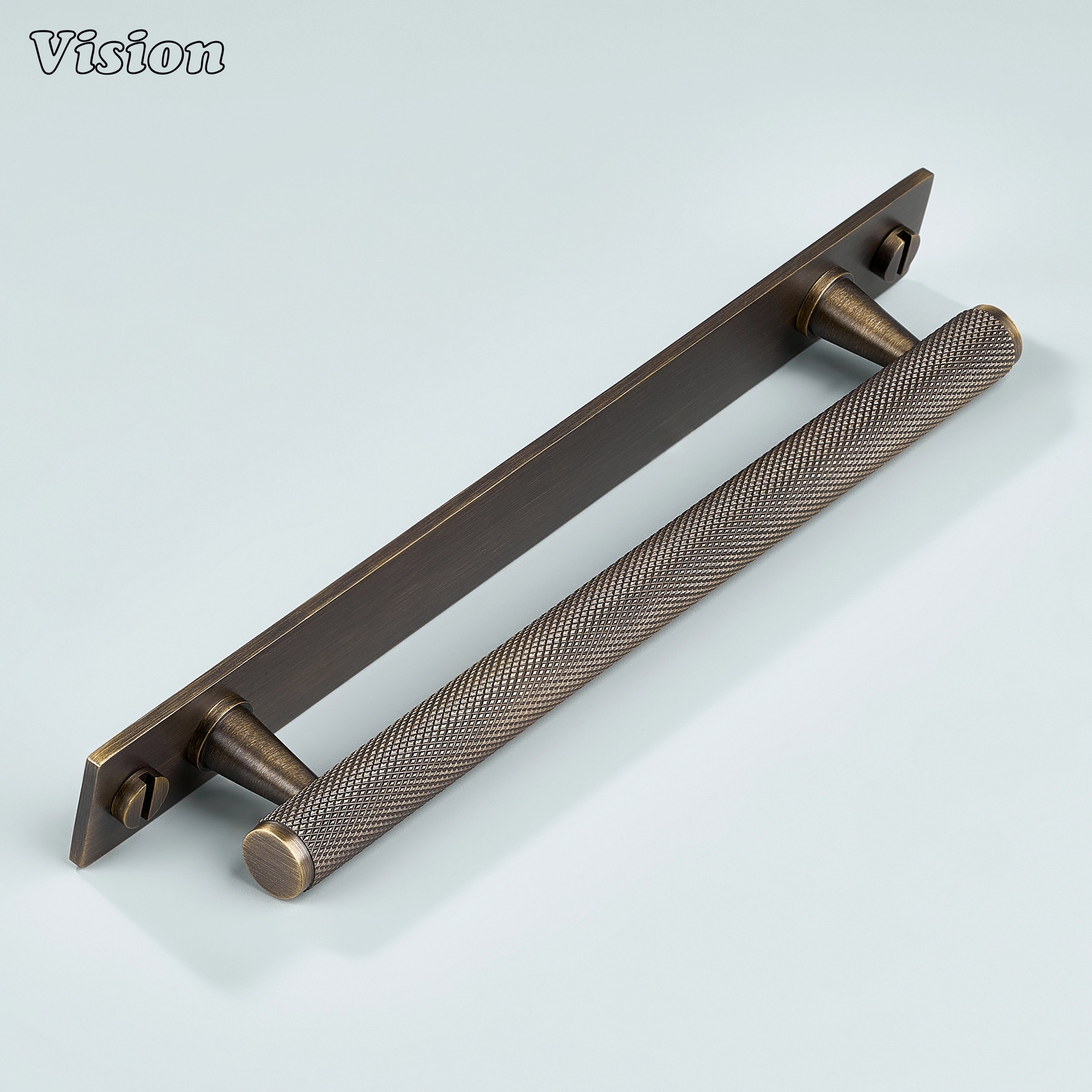 Knurled brass cabinet handle Antique Bronze for kitchen cabinetry