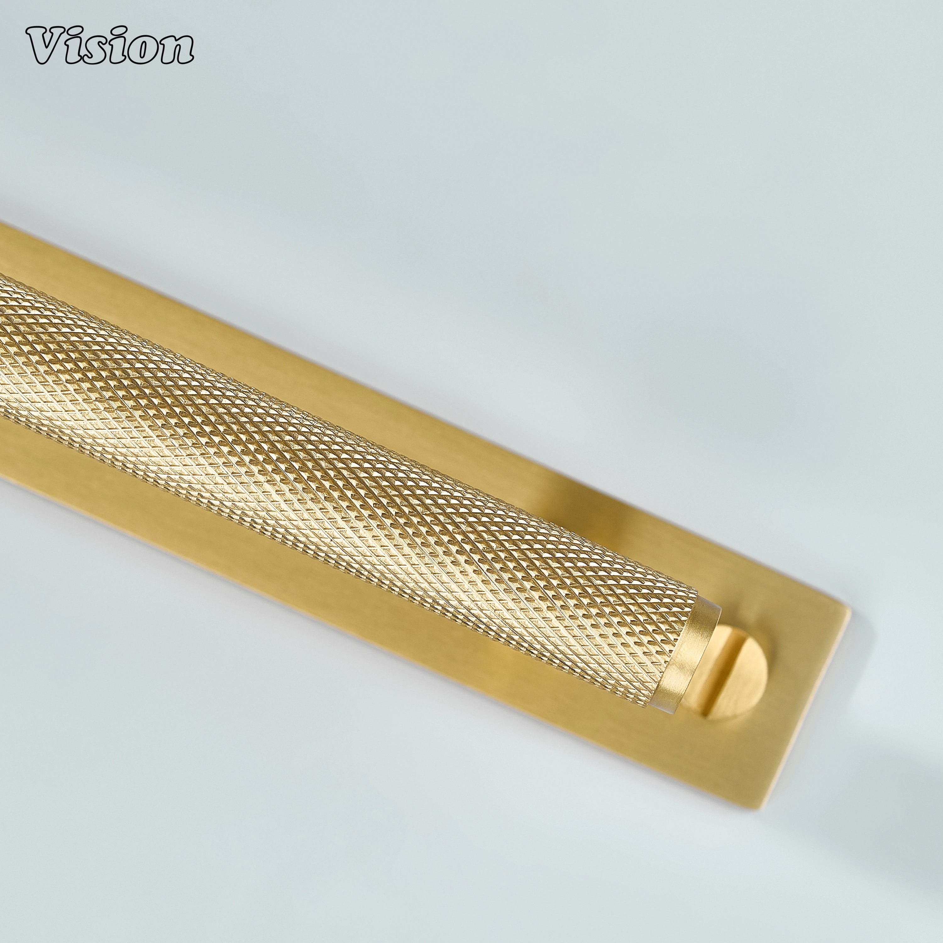 Cabinet handle Gold finish with knurled bar used on wardrobes