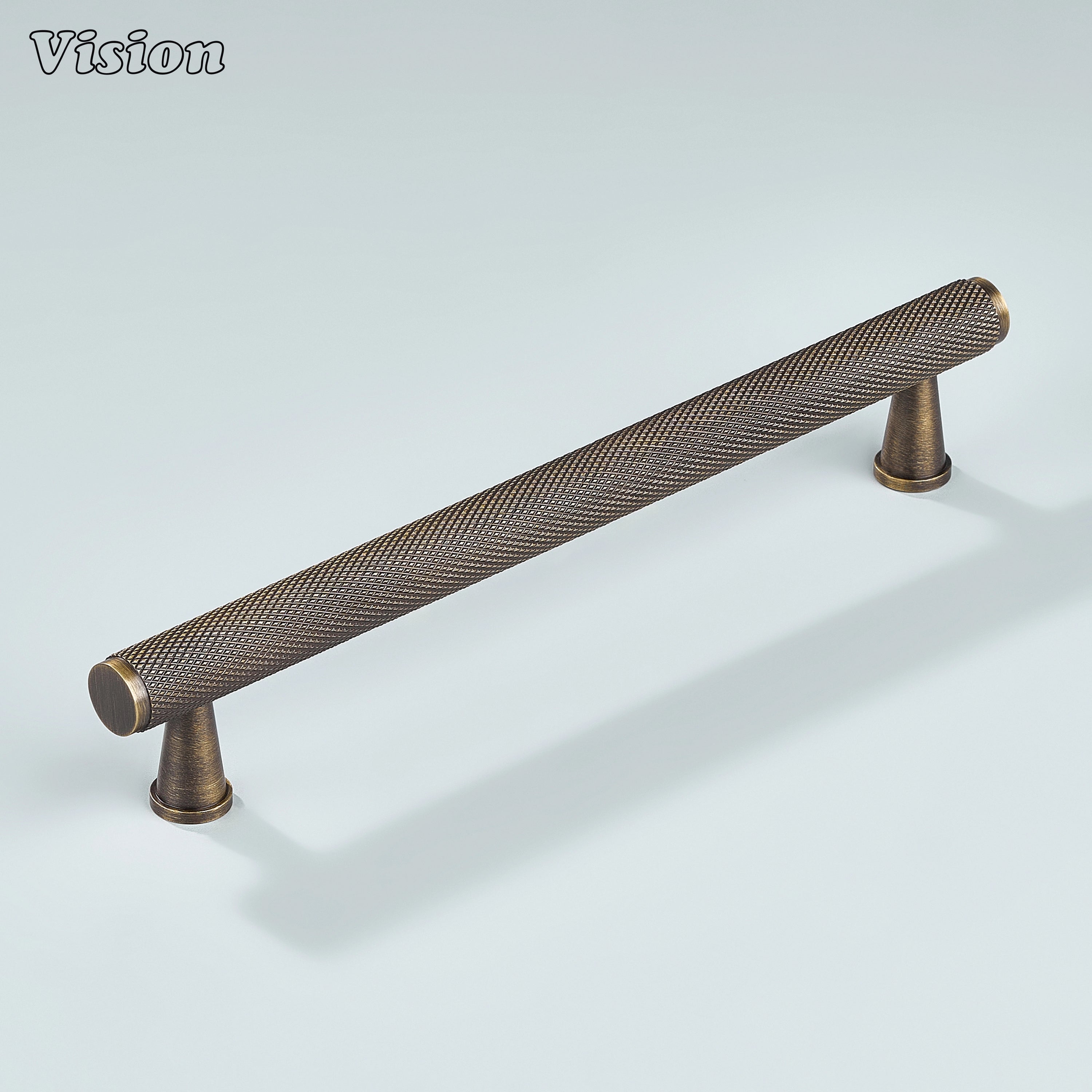 Antique bronze knurled handle used for closet cabinetry.