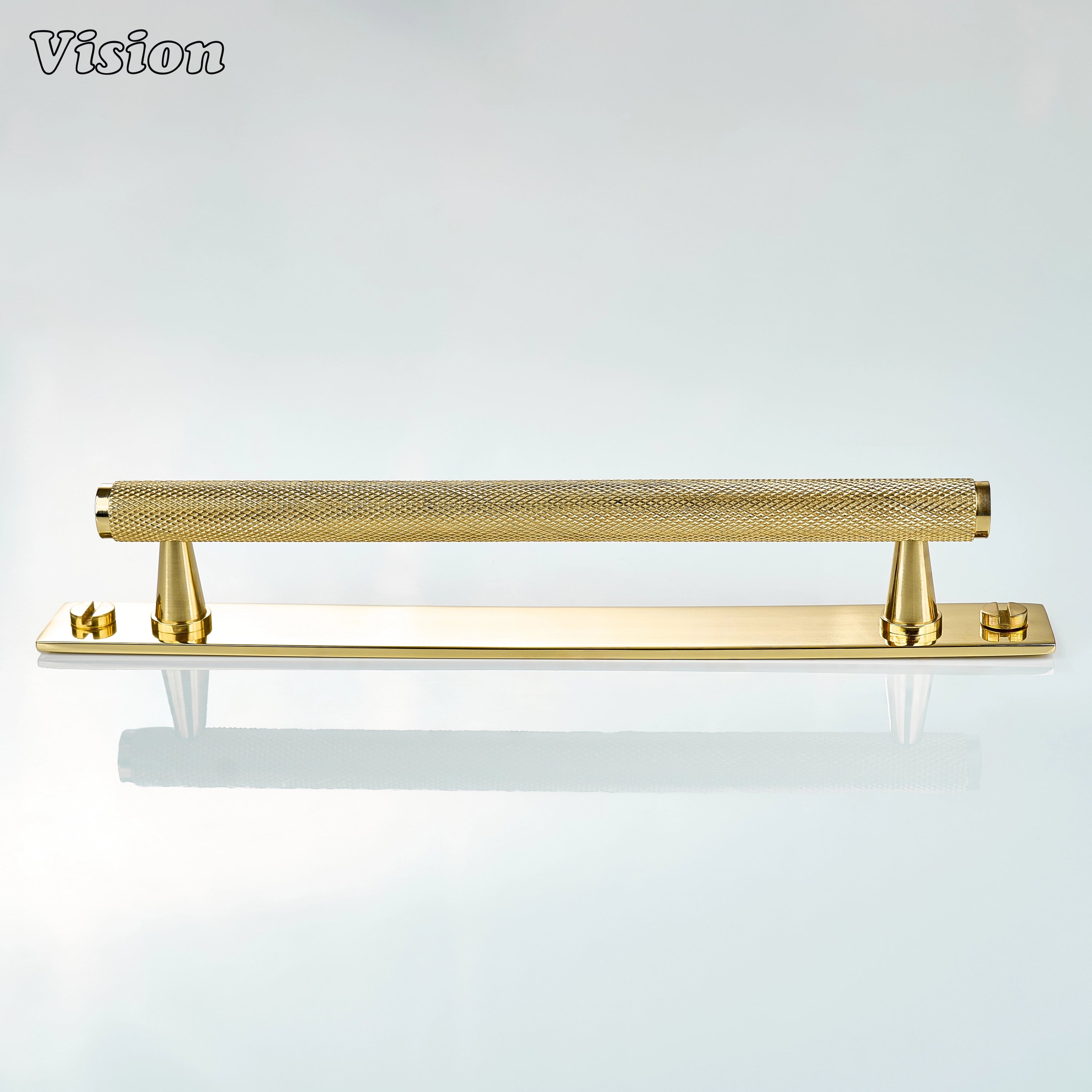 Cabinet handle Polished Brass (Lacquered) with knurled texture for wardrobes