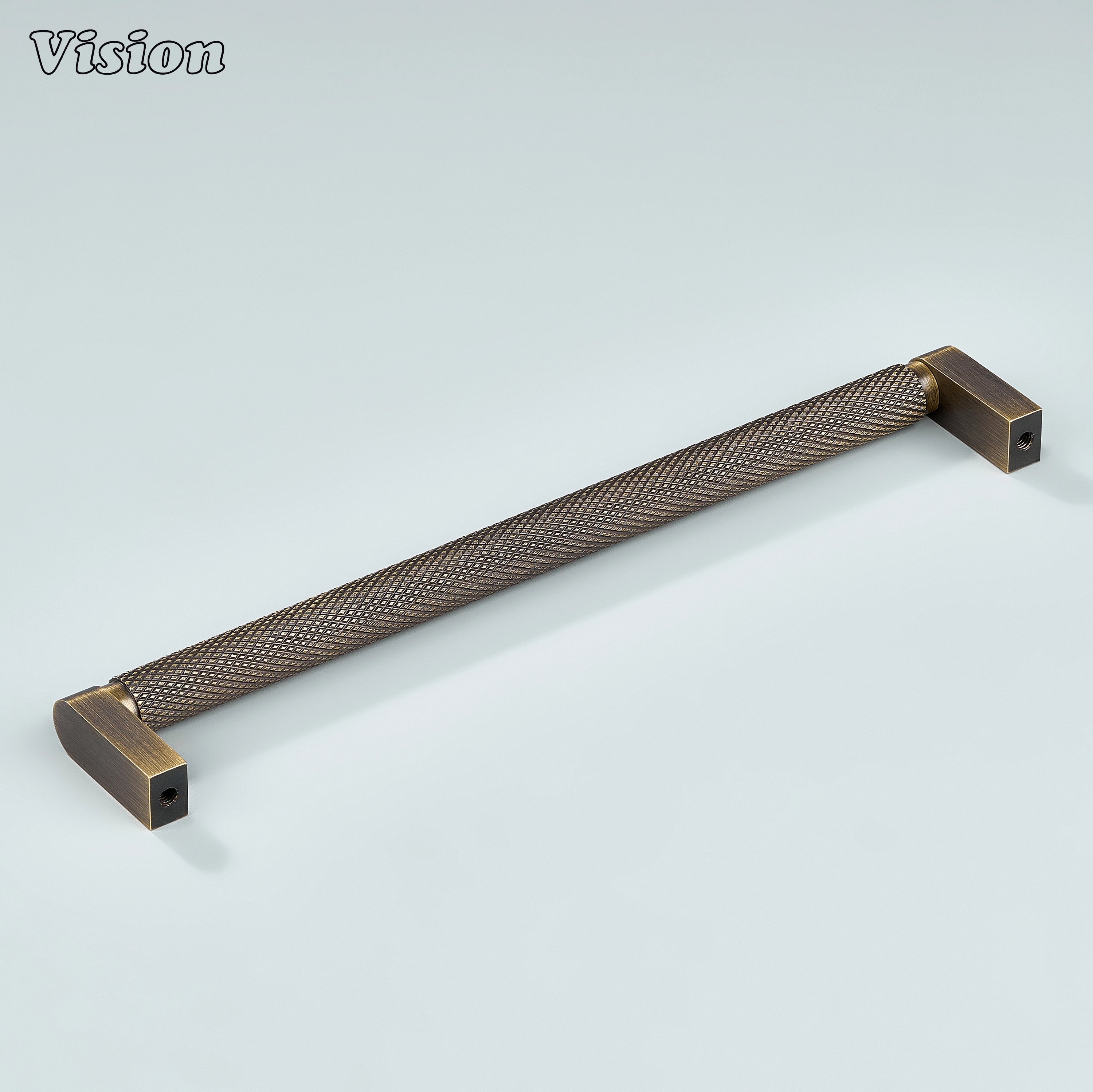 Antique bronze ripple knurled cabinet handle fitted on bathroom cabinets.