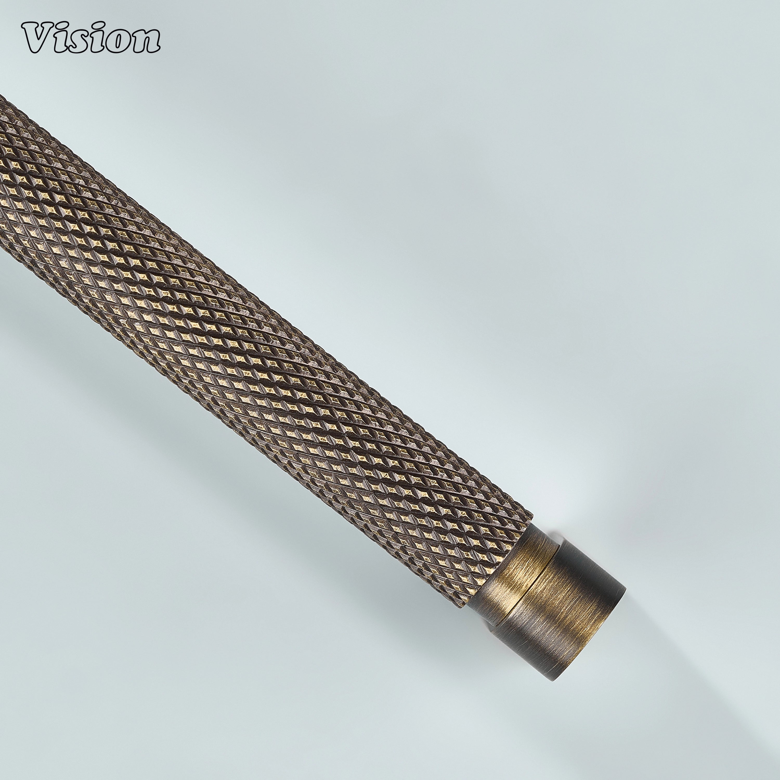 Antique bronze ripple knurled cabinet handle used for furniture drawers.