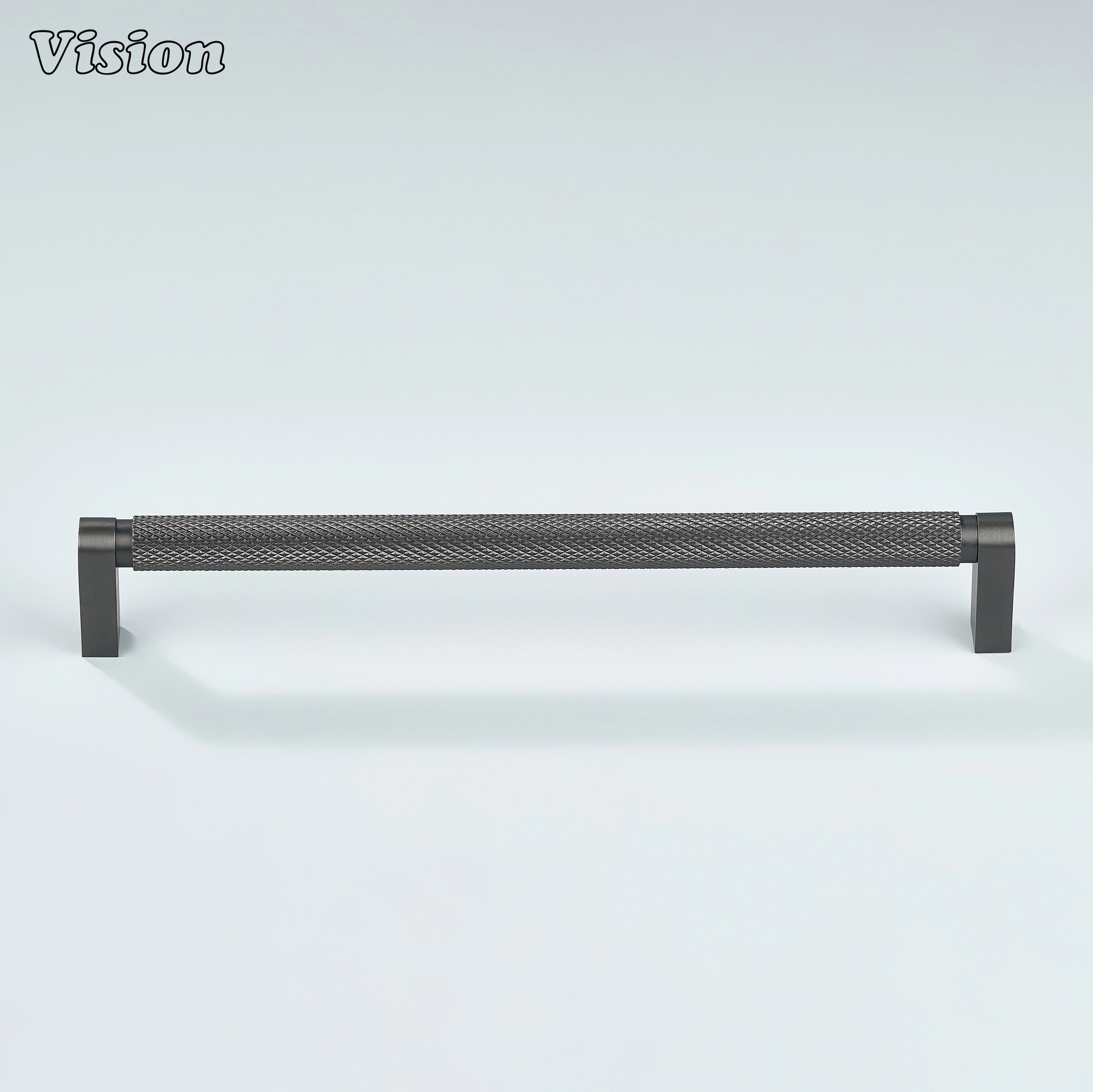 Gunmetal ripple knurled cabinet handle used on cupboards.