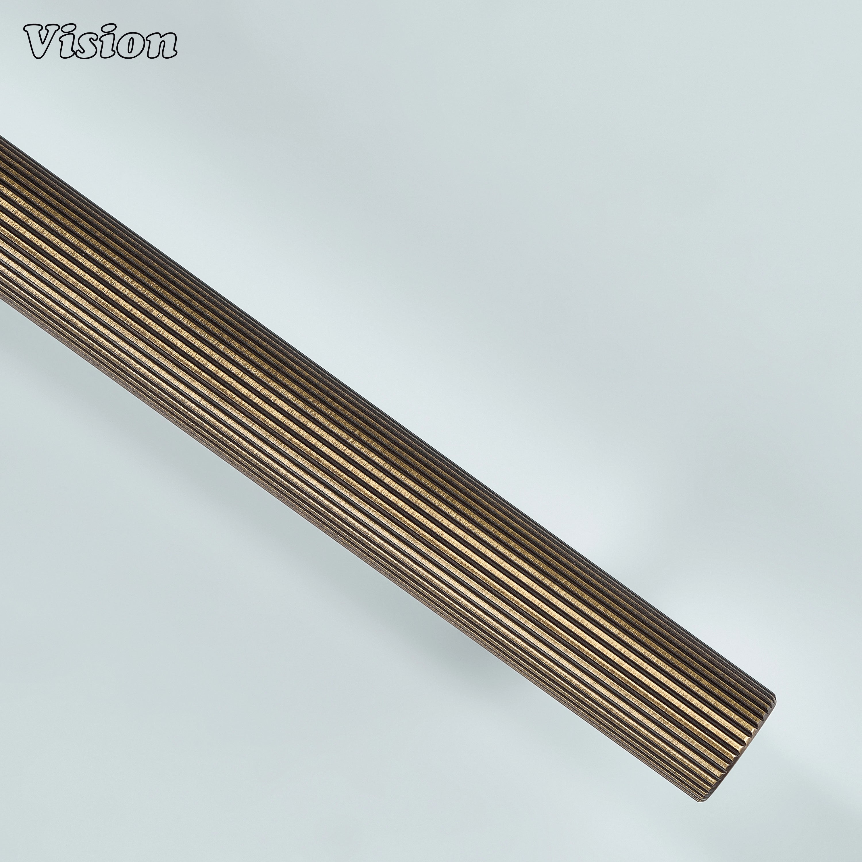 Antique bronze linear knurled cabinet handle used for wardrobe and closet doors.