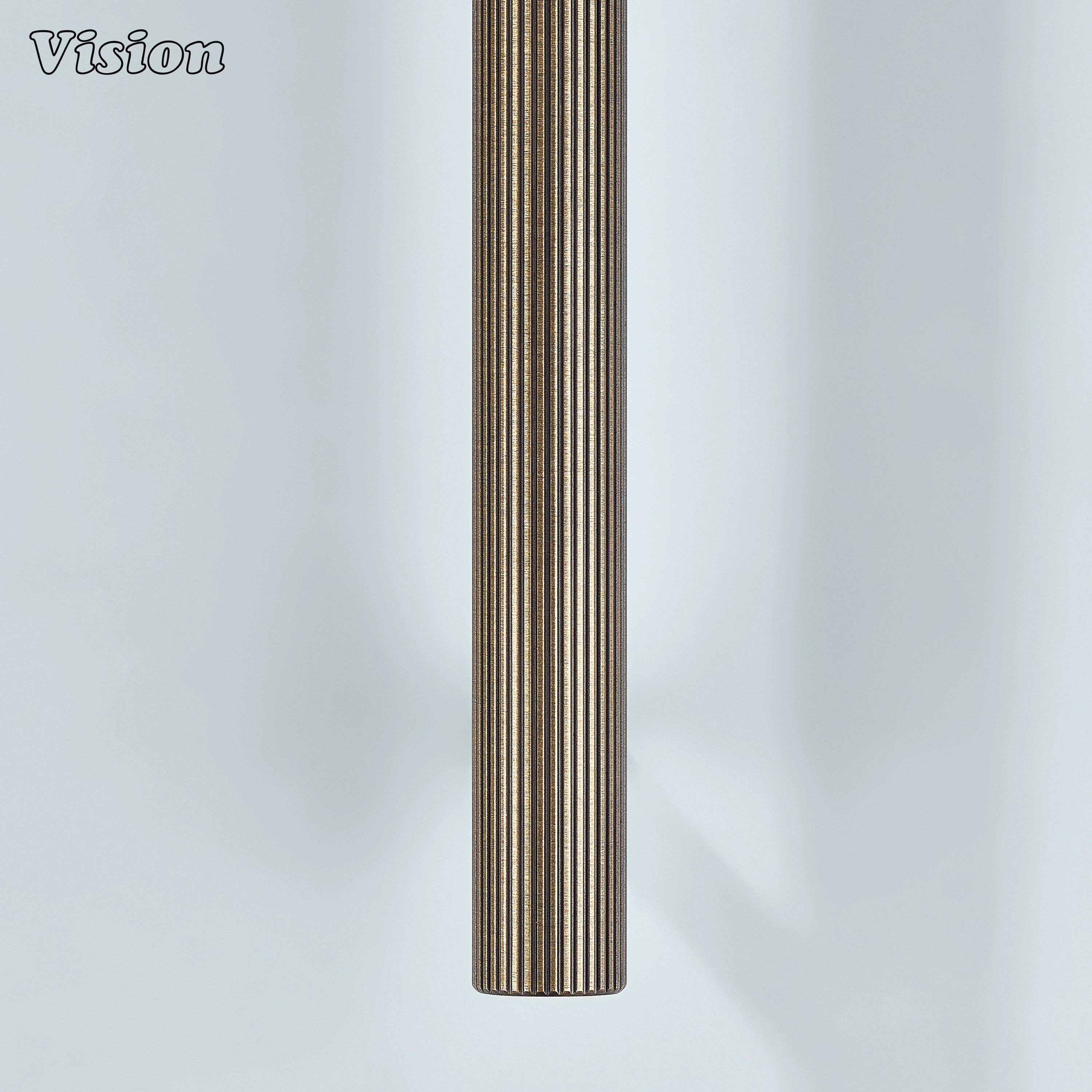Antique bronze linear knurled pull with rich finish for living room cabinets.