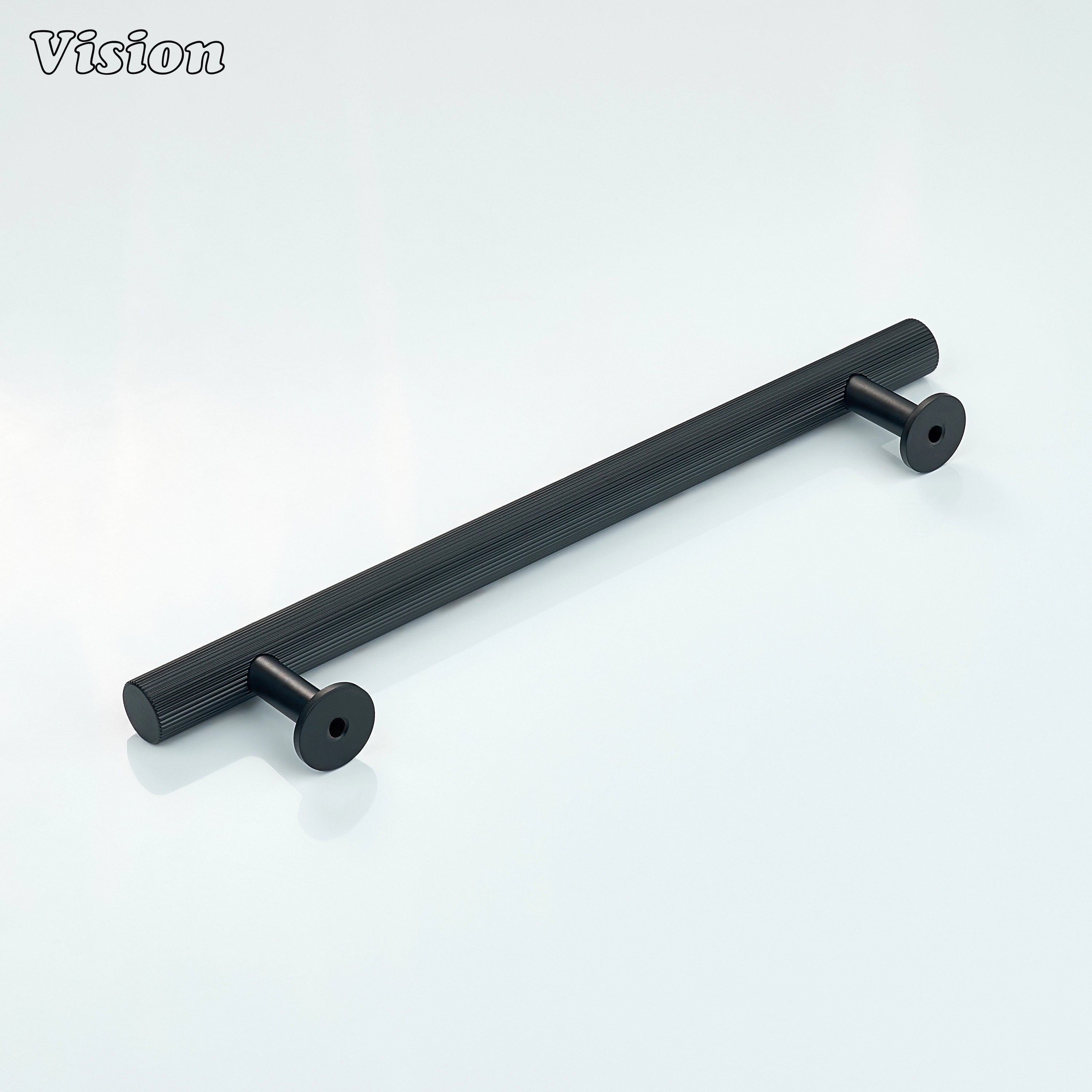 Premium Black cabinet handle with fine knurled texture for wardrobes