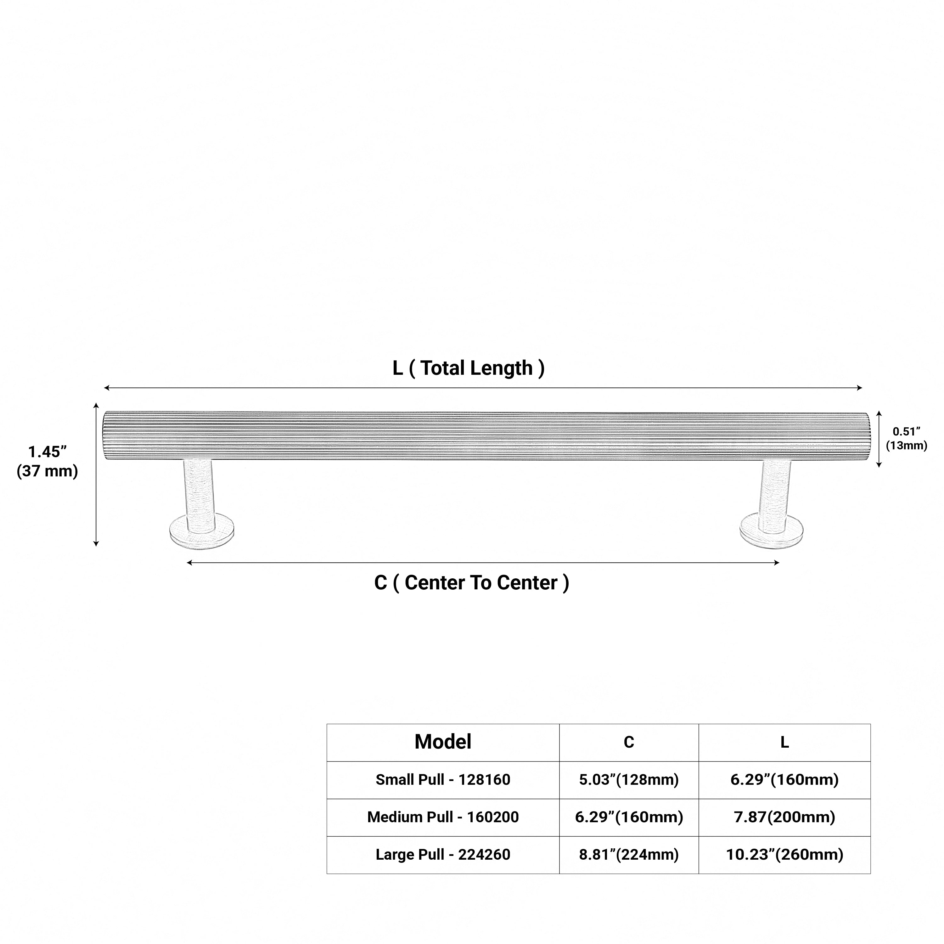Oil rubbed bronze linear knurled pull for modern cabinetry.