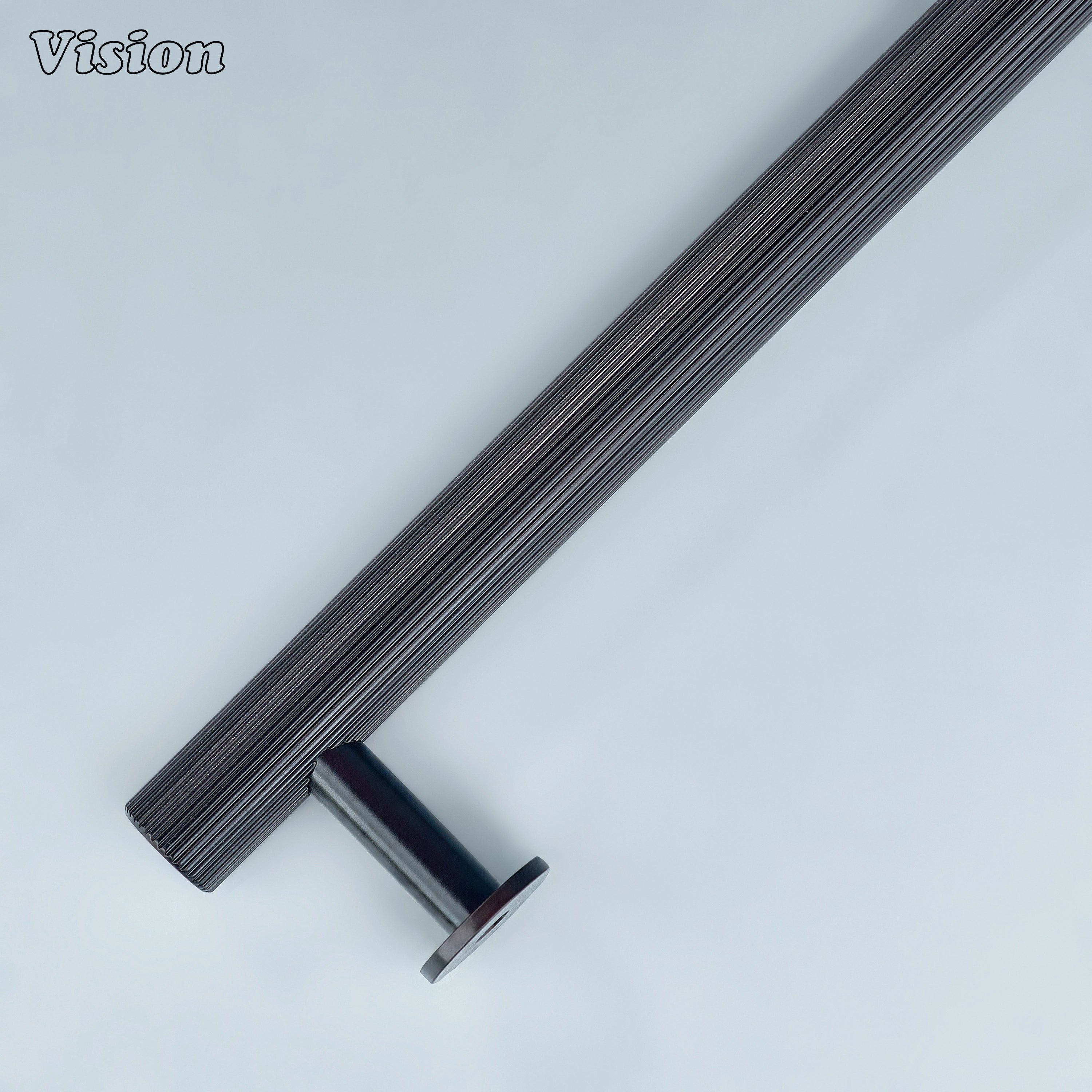 Oil rubbed bronze linear knurled cabinet pull used for wardrobe and closet projects.