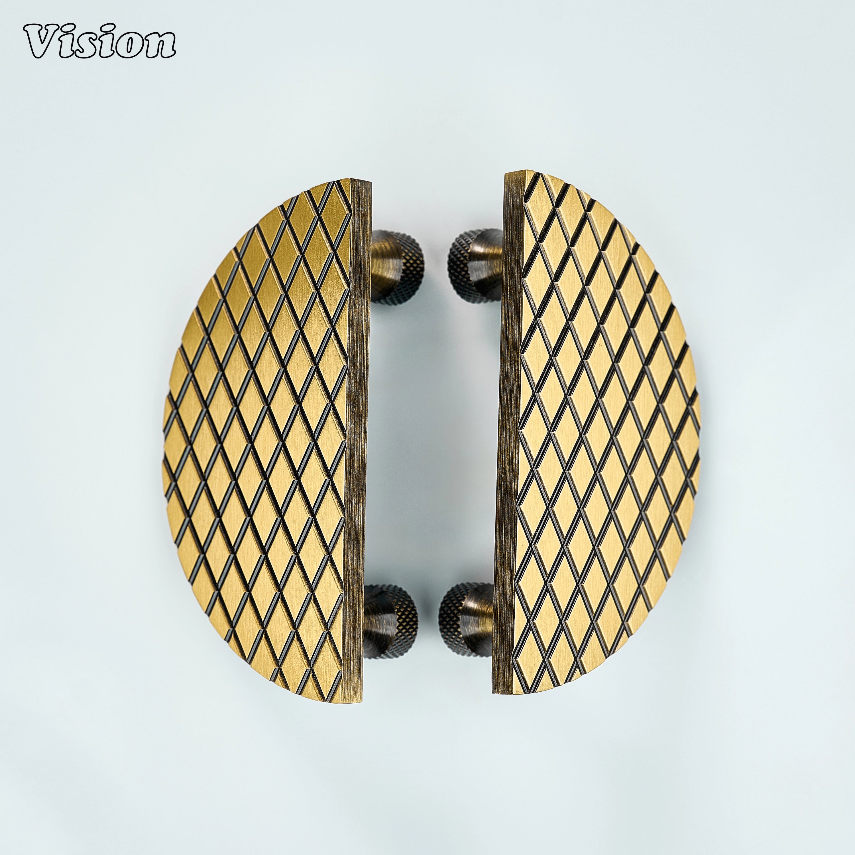 Antique Bronze cabinet handle with diamond knurled texture and cylinder legs for drawers