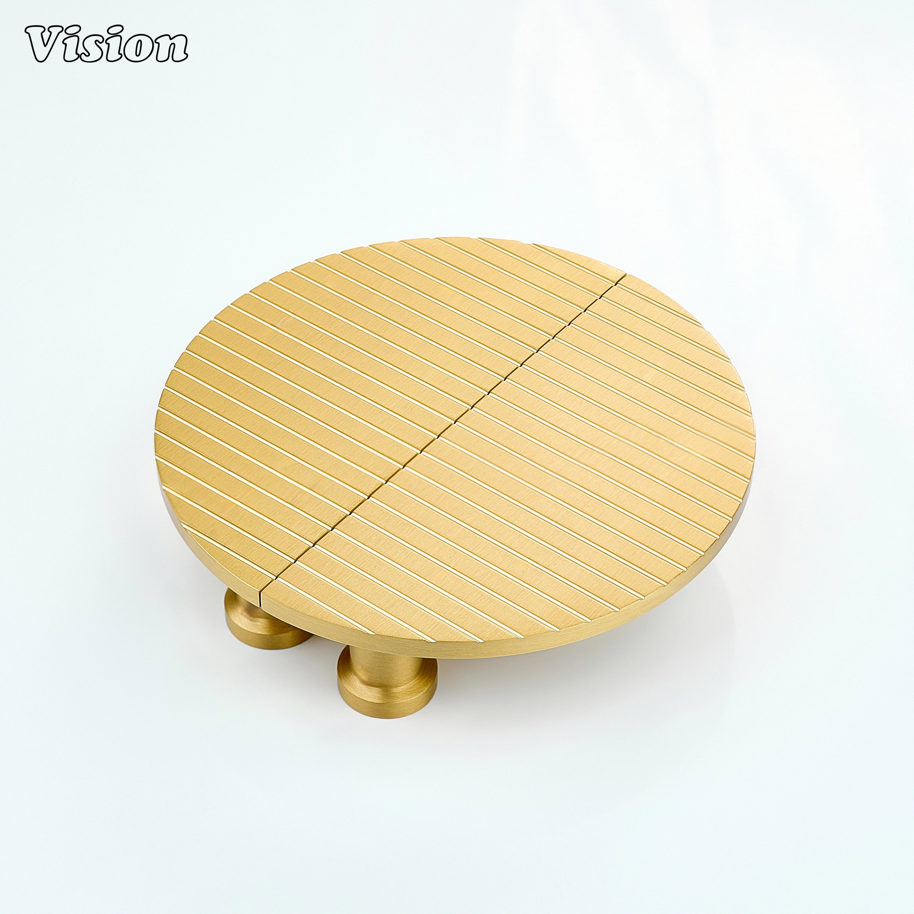 Half moon brass door handle with linear profile in Gold finish, suitable for modern interior passage doors