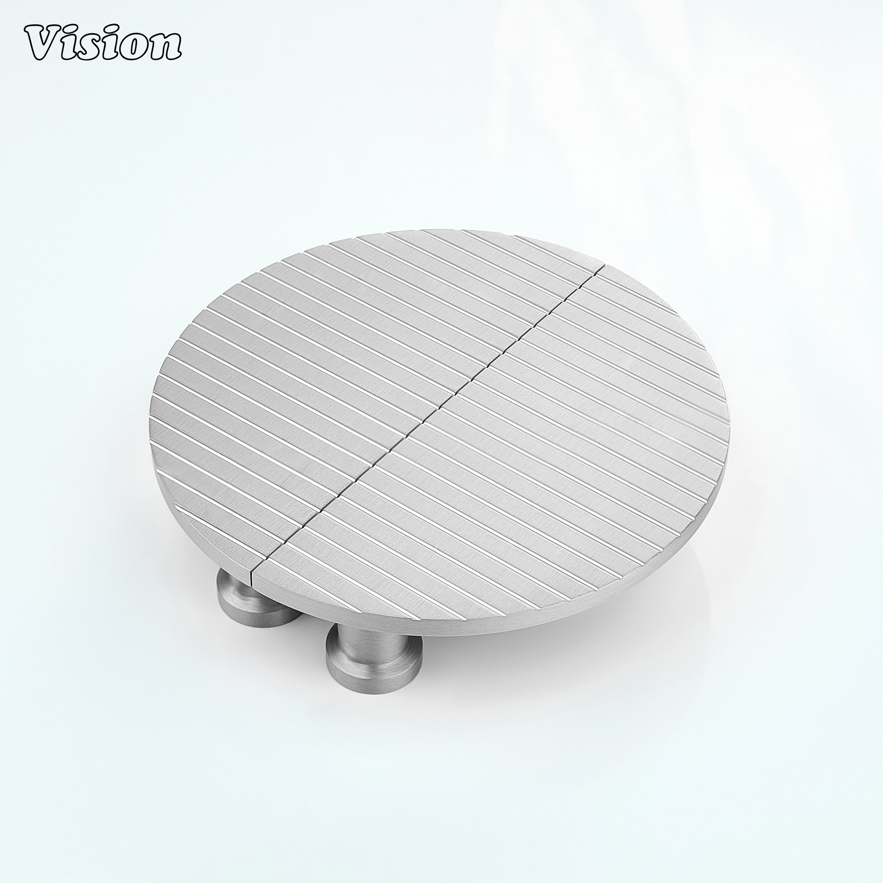 Half moon brass door handle with linear profile in Silver finish for interior doors