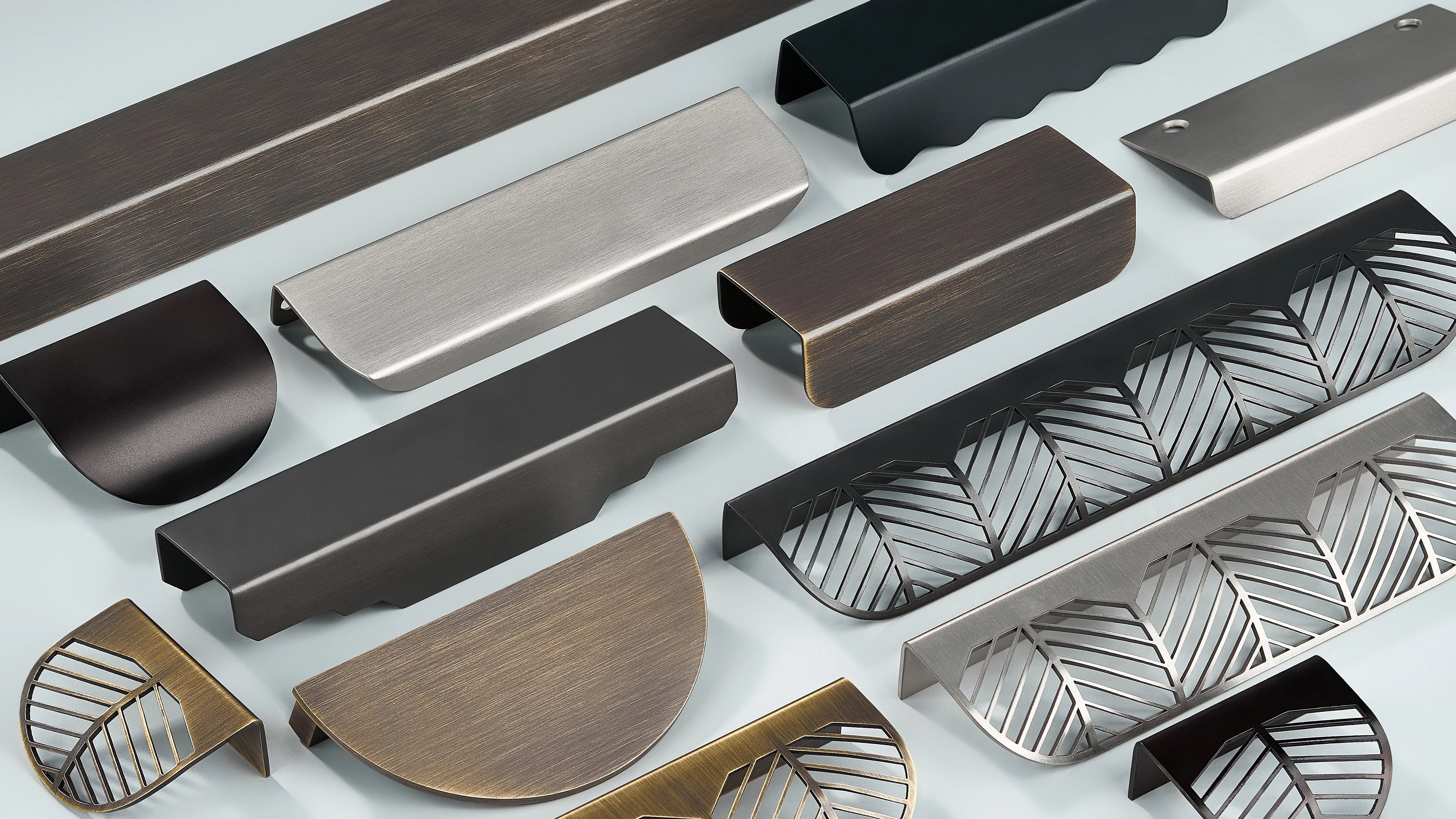 Lip Pull Handles in oil rubbed bronze, antique bronze, gold, silver and black