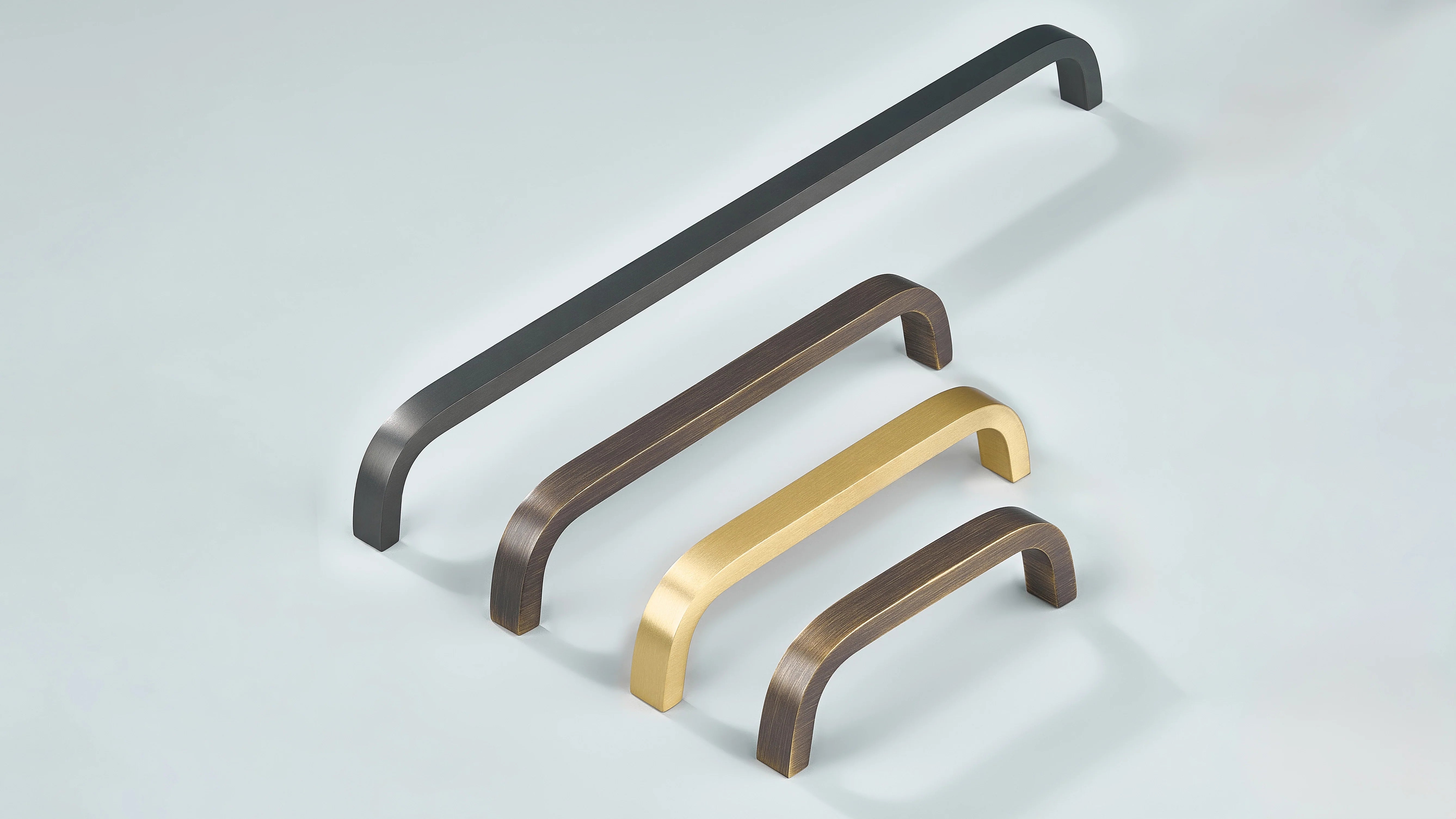 Curve Cabinet Handle in gunmetal, antique bronze and gold in various sizes