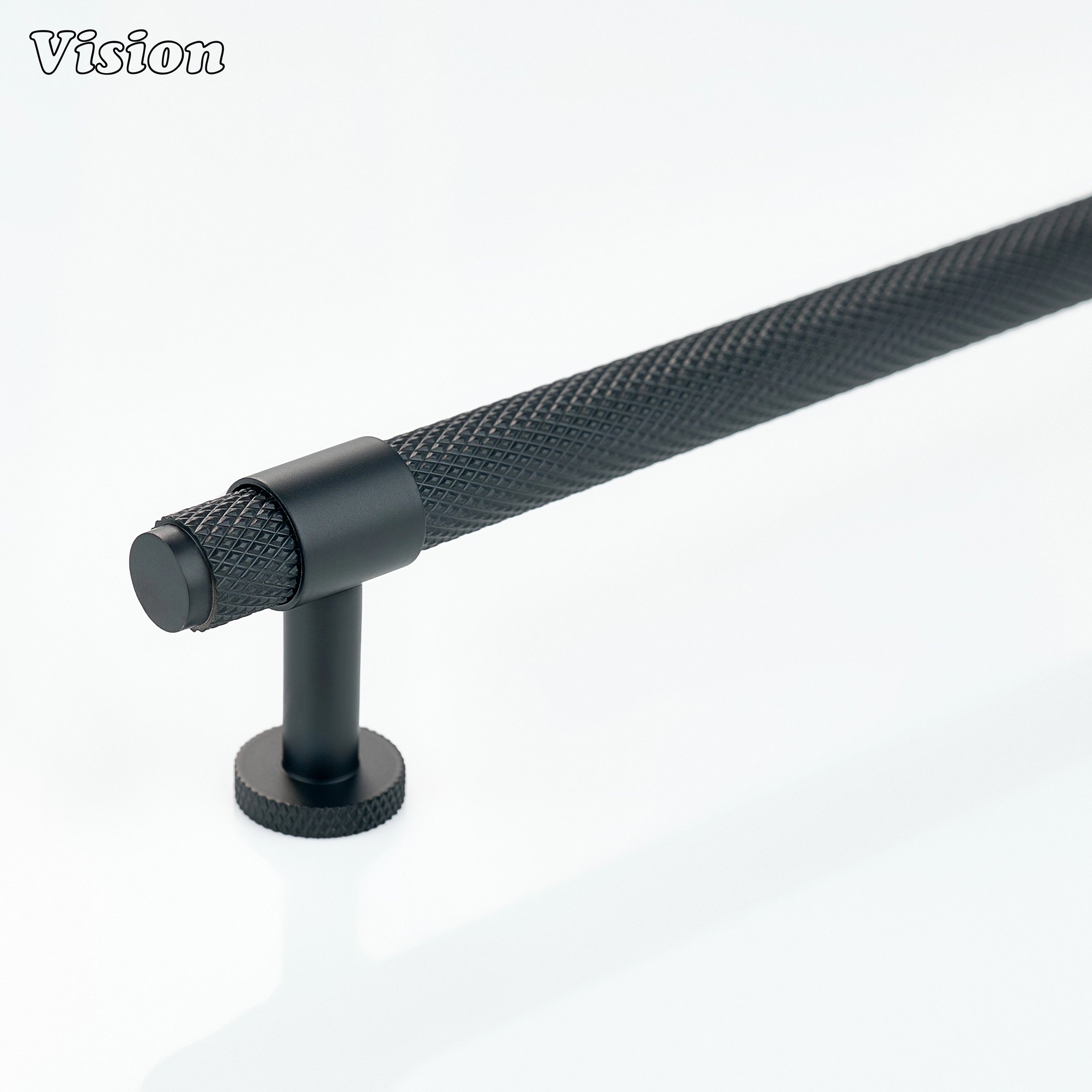 Oil Rubbed Bronze cabinet handle with knurled bar design for kitchen cabinets