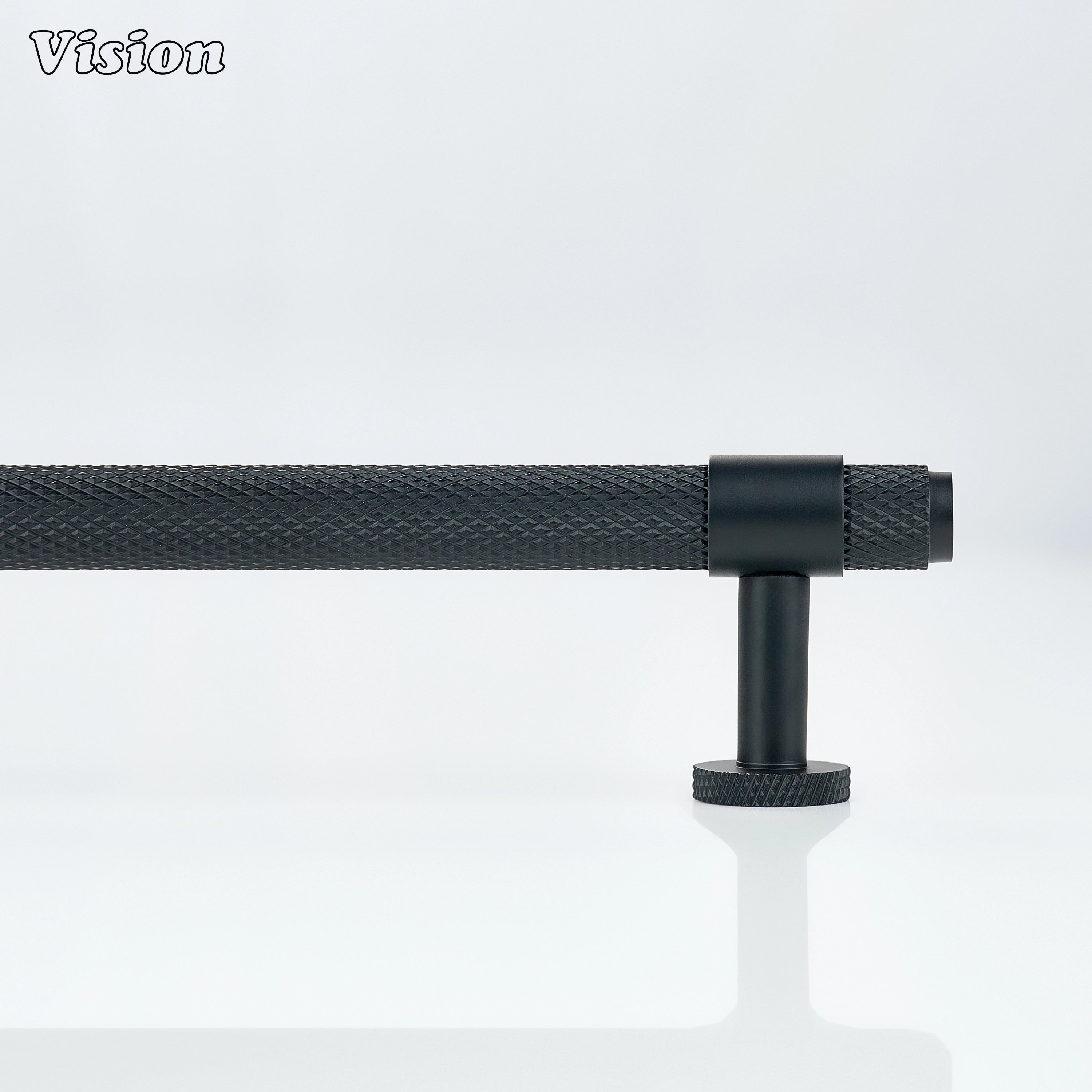 Decorative Black cabinet handle with grip texture for drawers