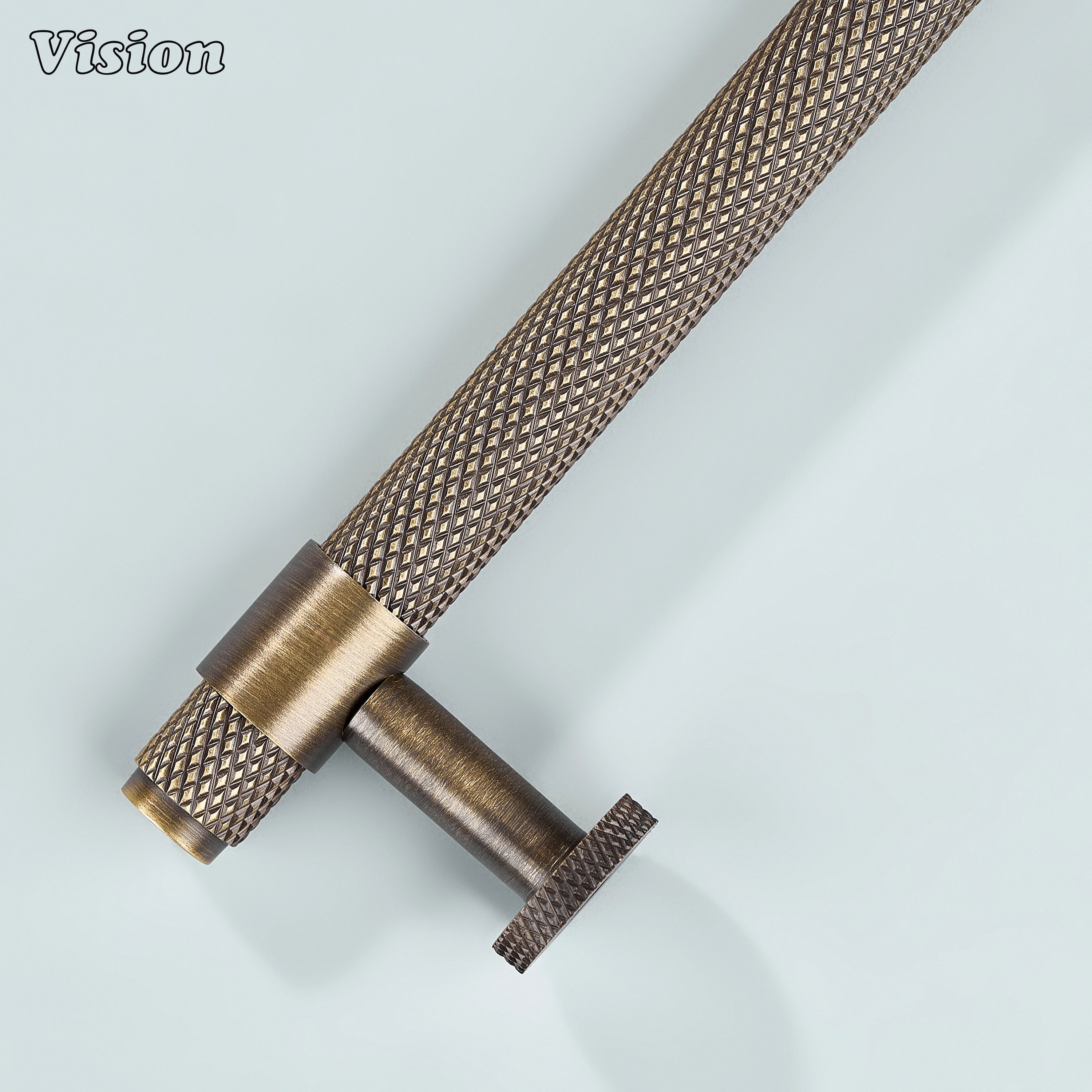 Modern antique bronze Azure knurled ringed handle used for closet doors.