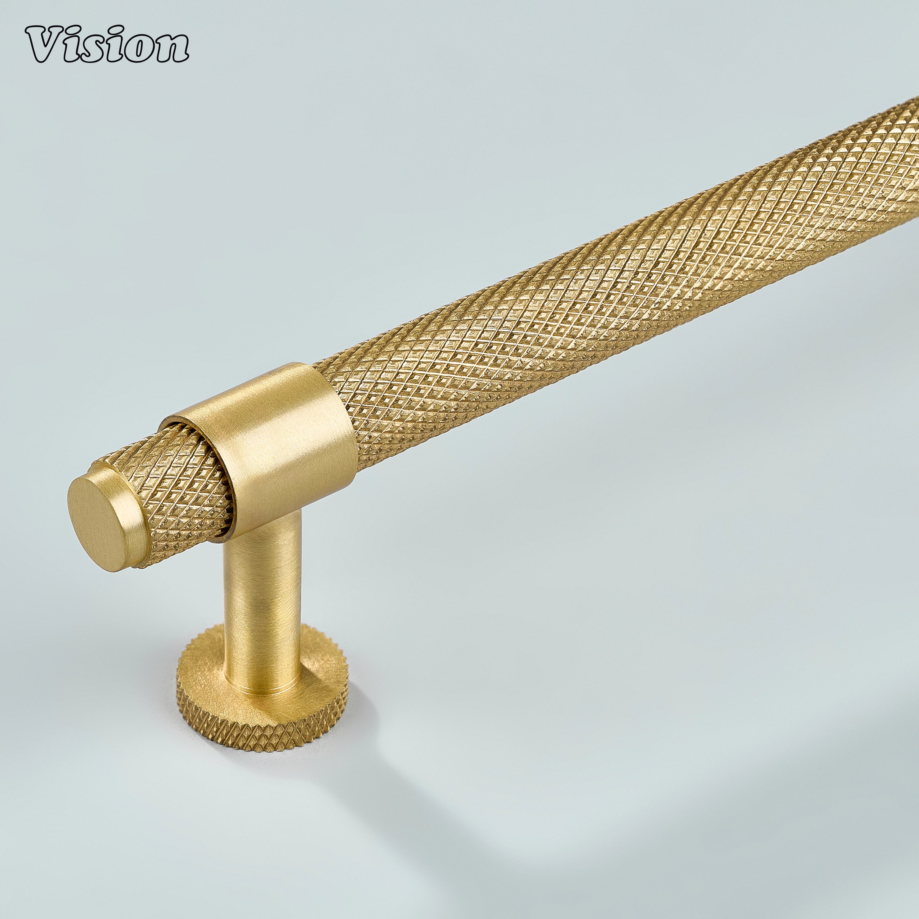 Modern gold Azure knurled ringed handle used for kitchen cabinets