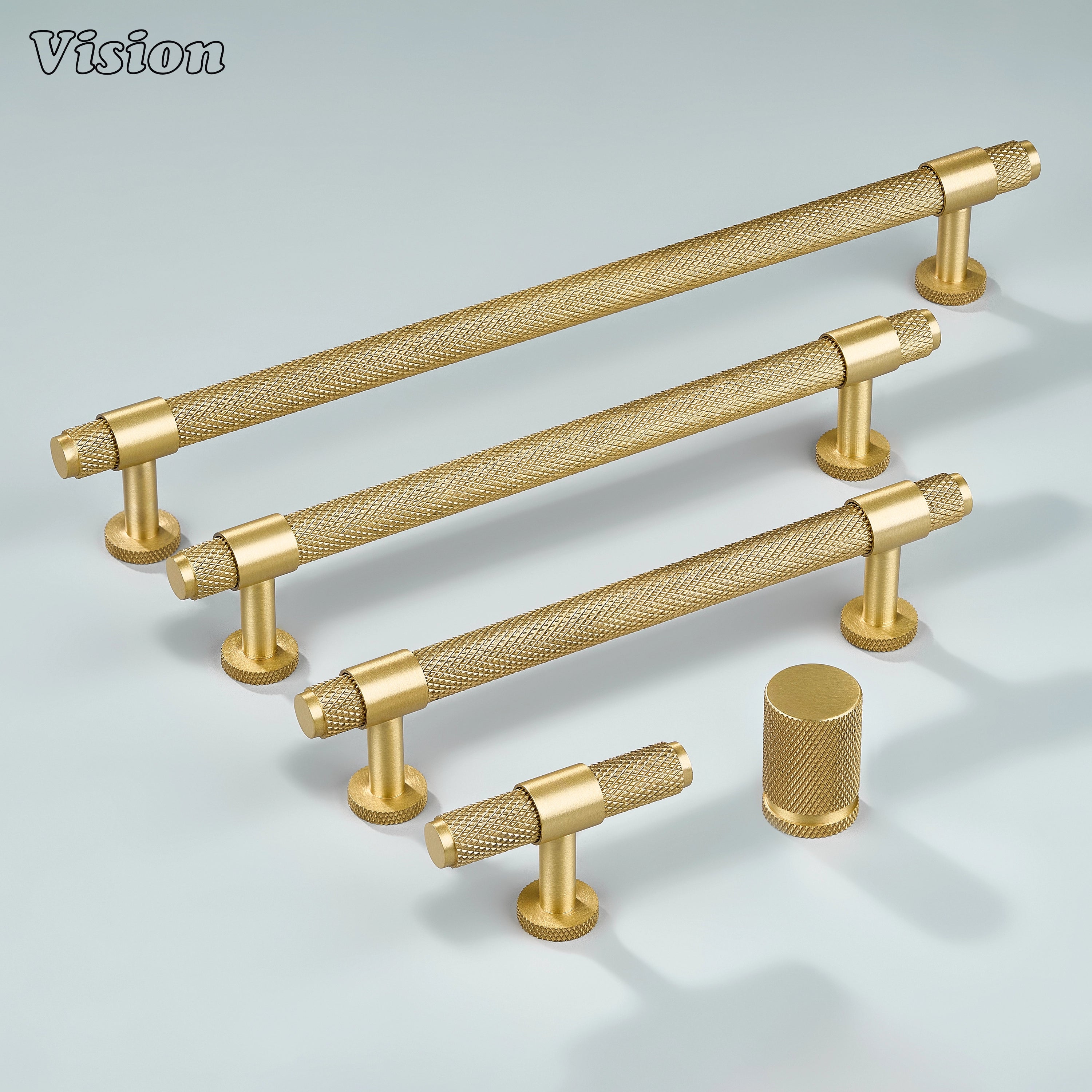 Modern gold Azure knurled ringed handle used for wardrobe doors